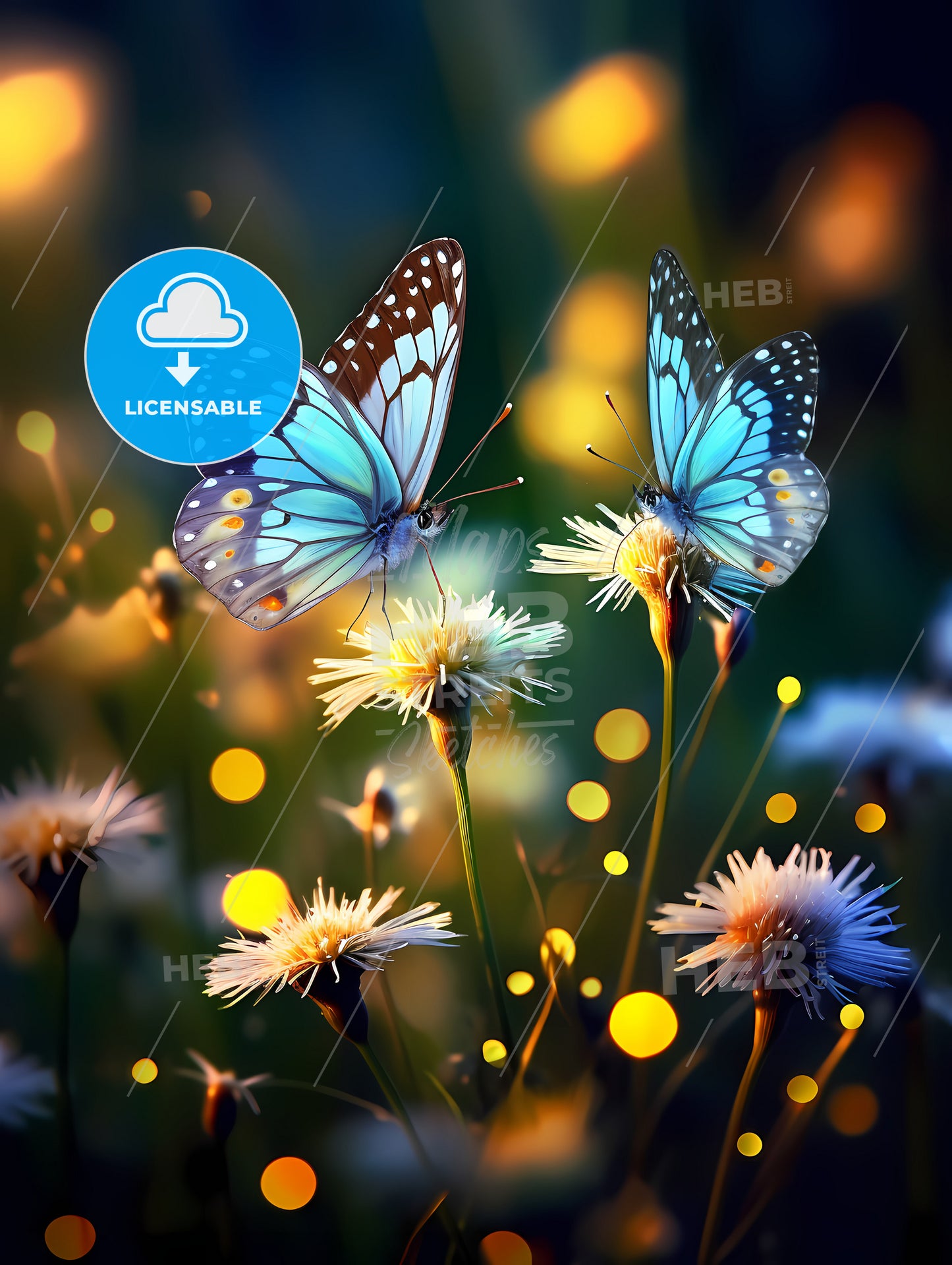 A Meadow Full Of Flowers, Butterflies On A Flower
