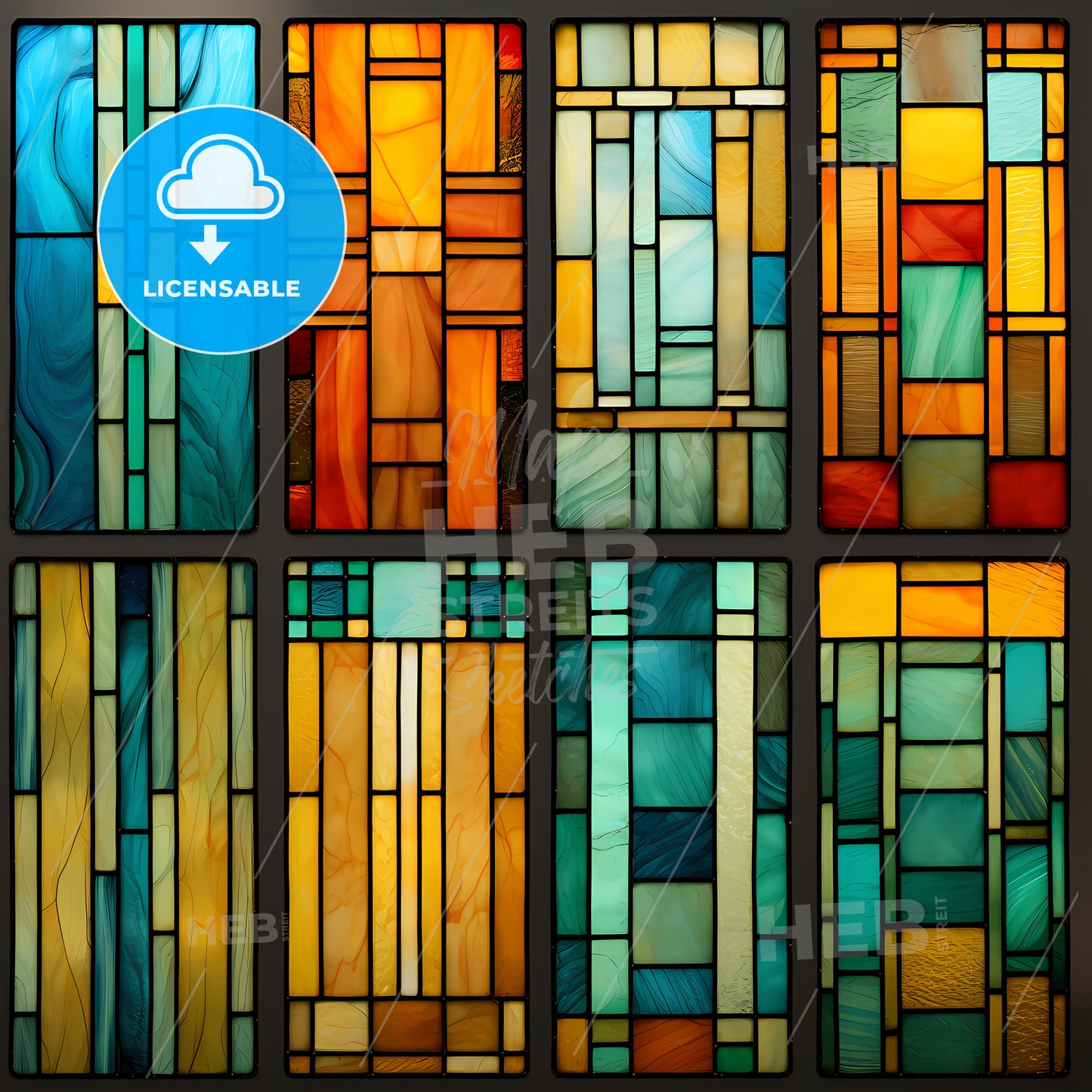 Stained Glass, A Group Of Stained Glass Windows