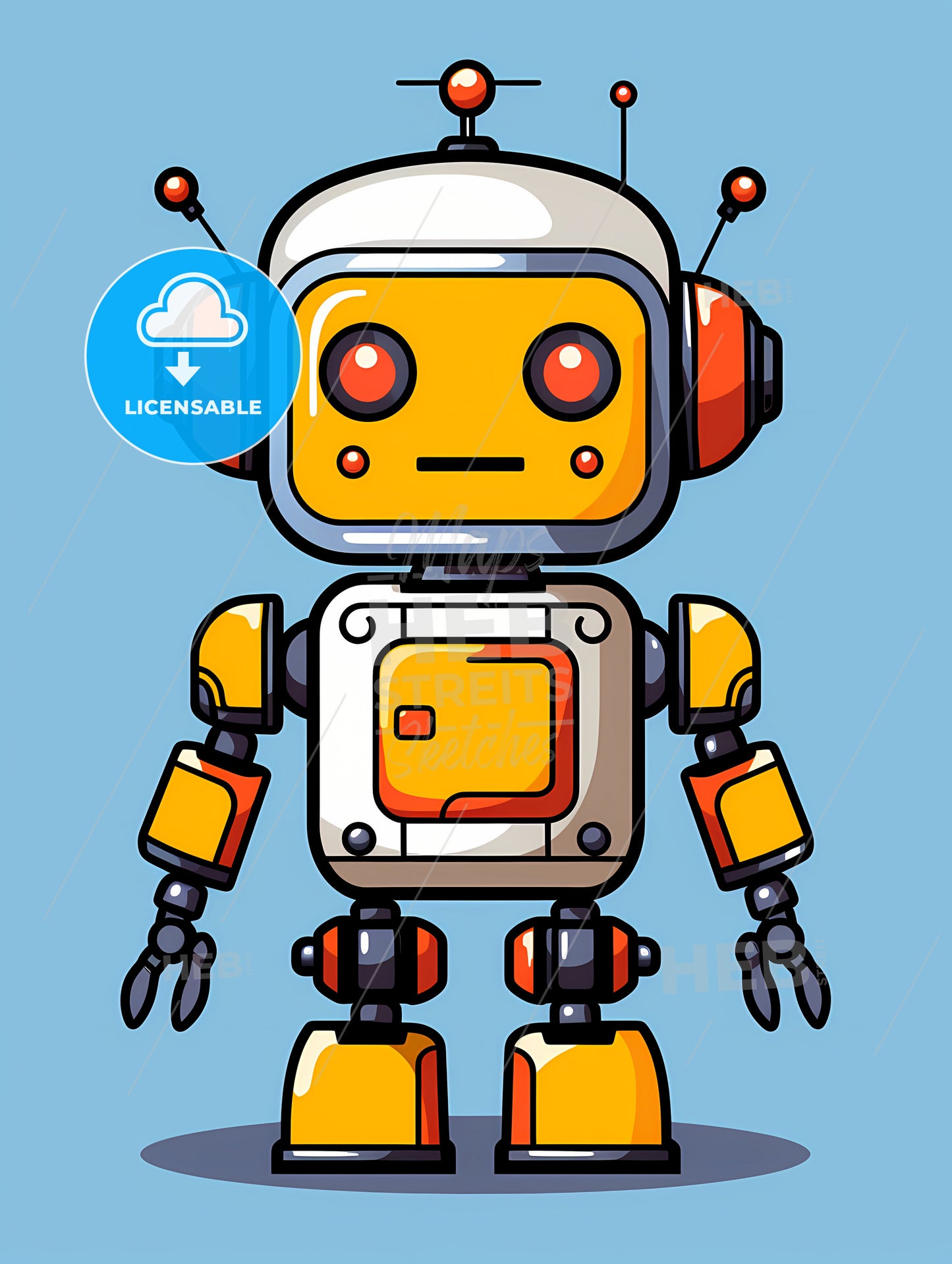 Minimalist Robot Art, A Cartoon Of A Robot