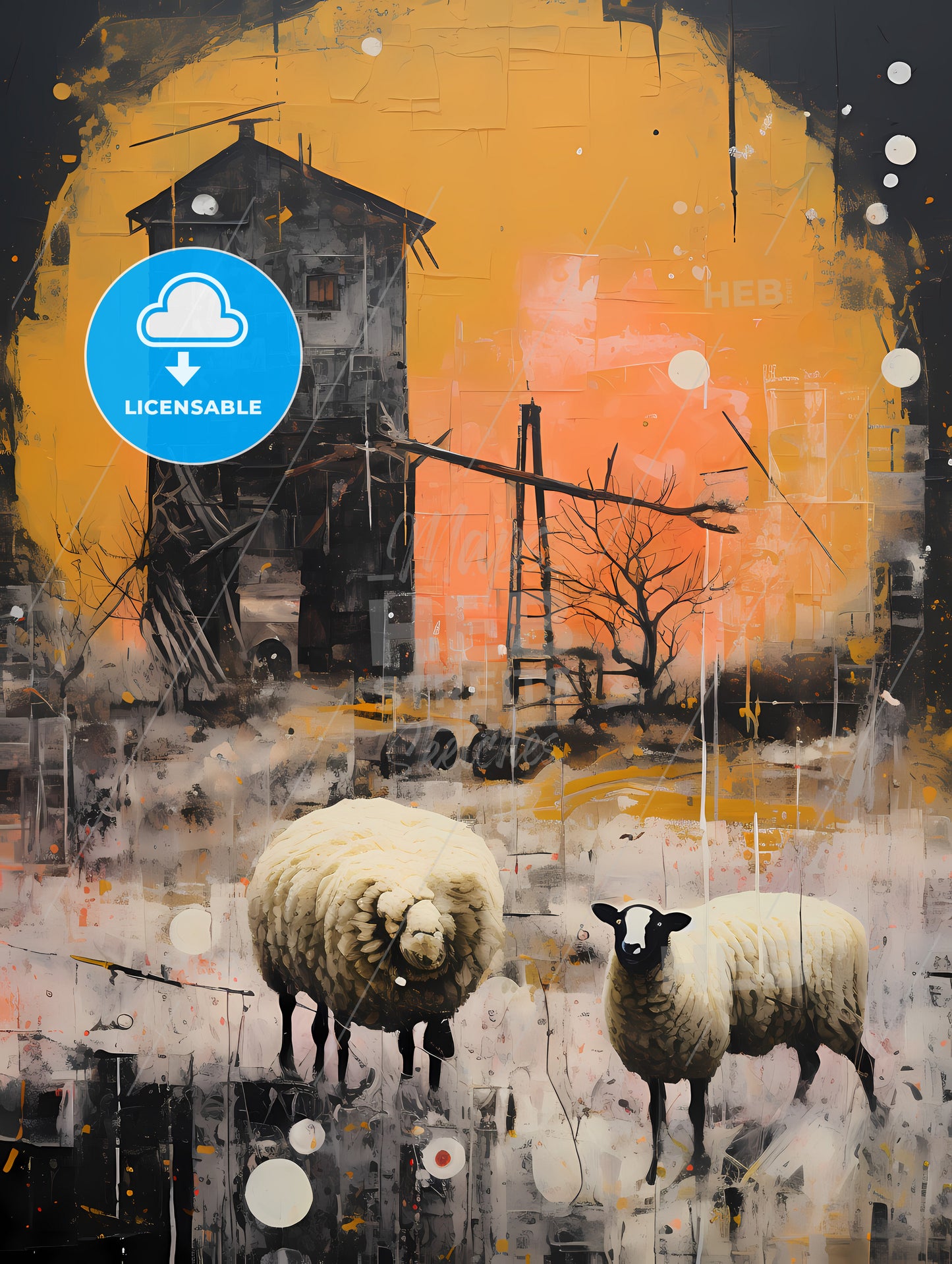 Farm On The Plains Of Obscurity, A Painting Of Sheep In A Field