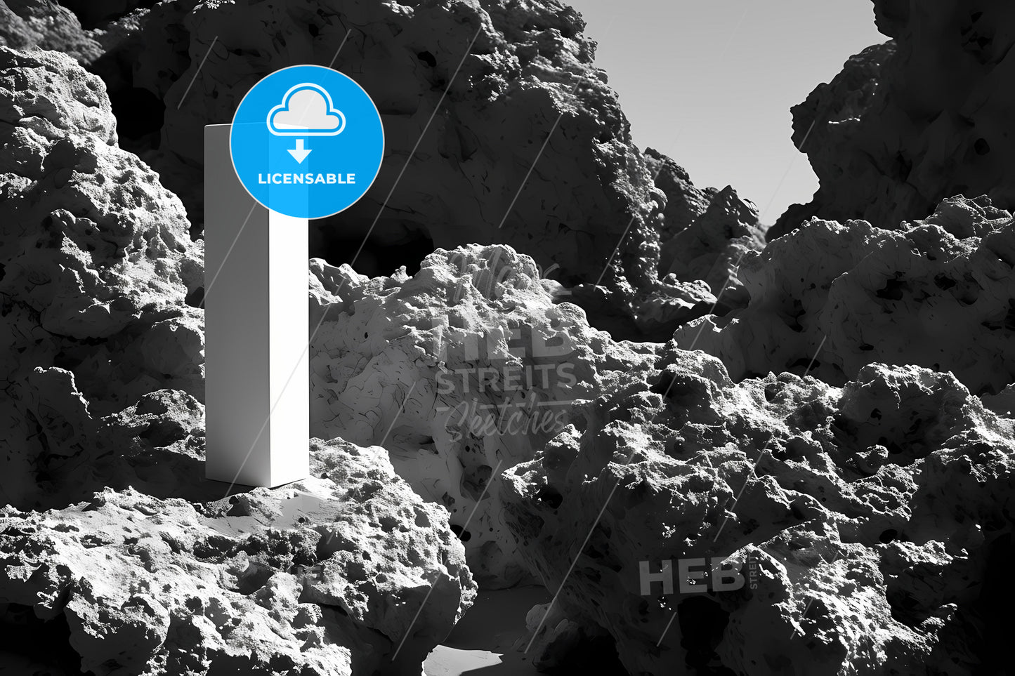 Skincare Bottle Mockup, A White Rectangular Object On Rocks