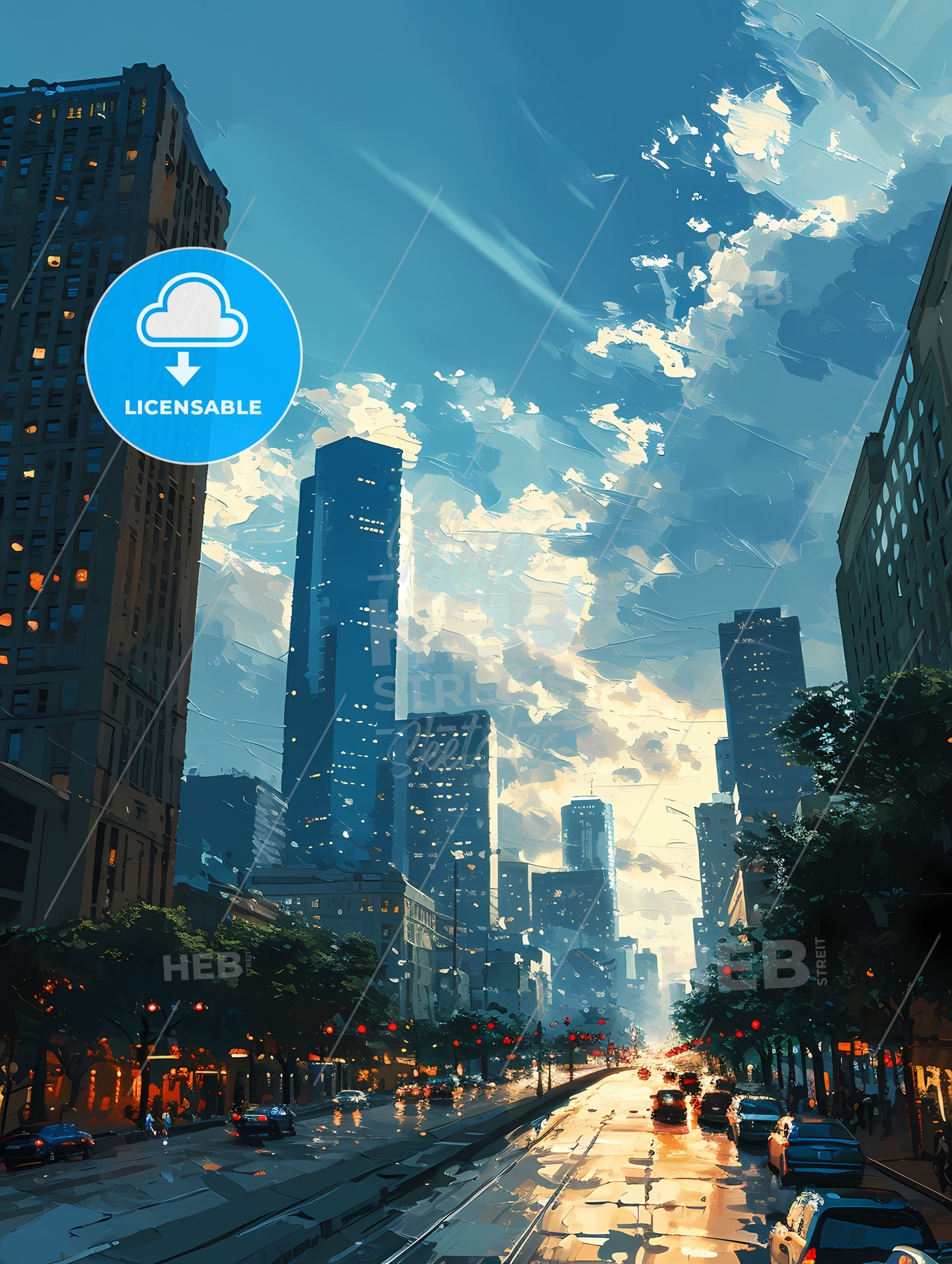 Houston Skyline, A City Street With Tall Buildings