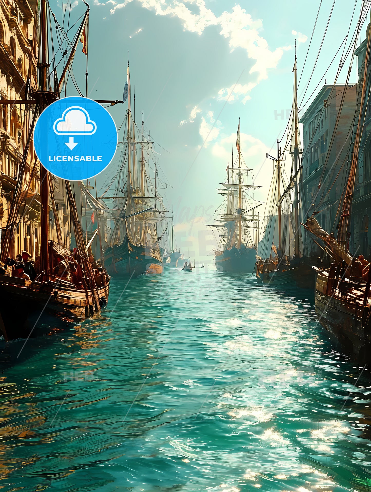 Injured Soldiers, A Group Of Boats In A Canal