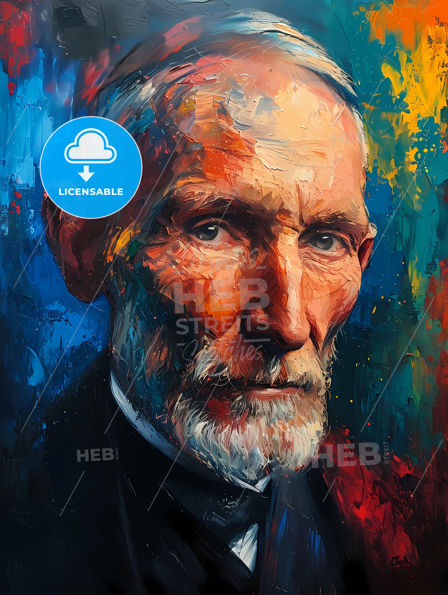 Moby Dick Portrait, A Painting Of A Man With A White Beard