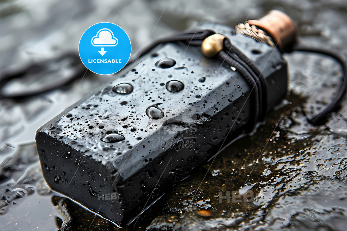 Skincare Bottle Mockup, A Black Rectangular Object With Water Drops On It