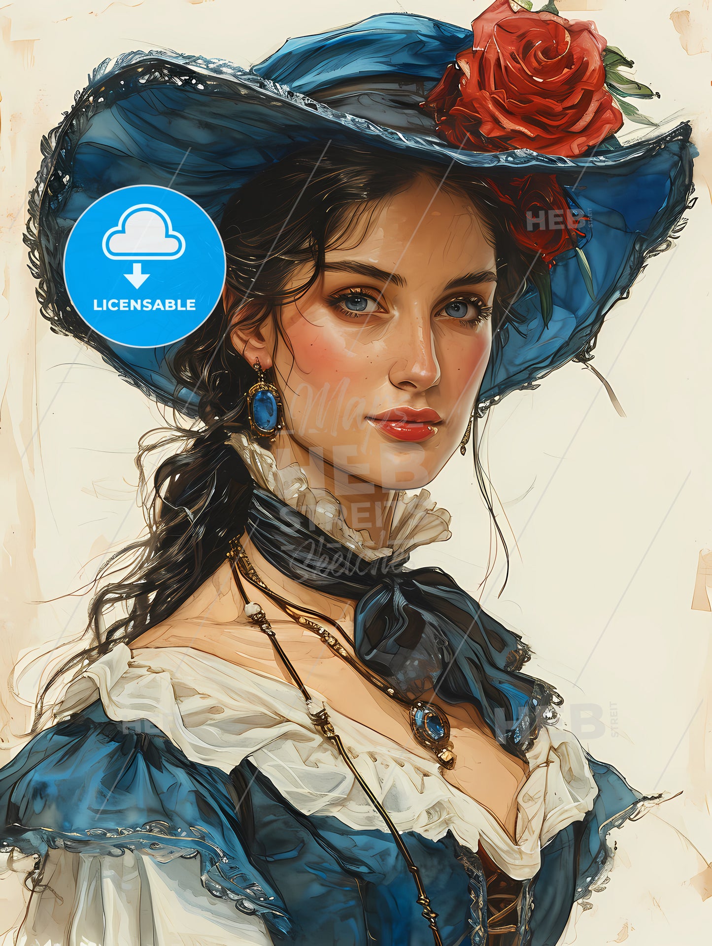 A Quirky Lady Has A Secret, A Woman Wearing A Blue Hat And A Blue Dress