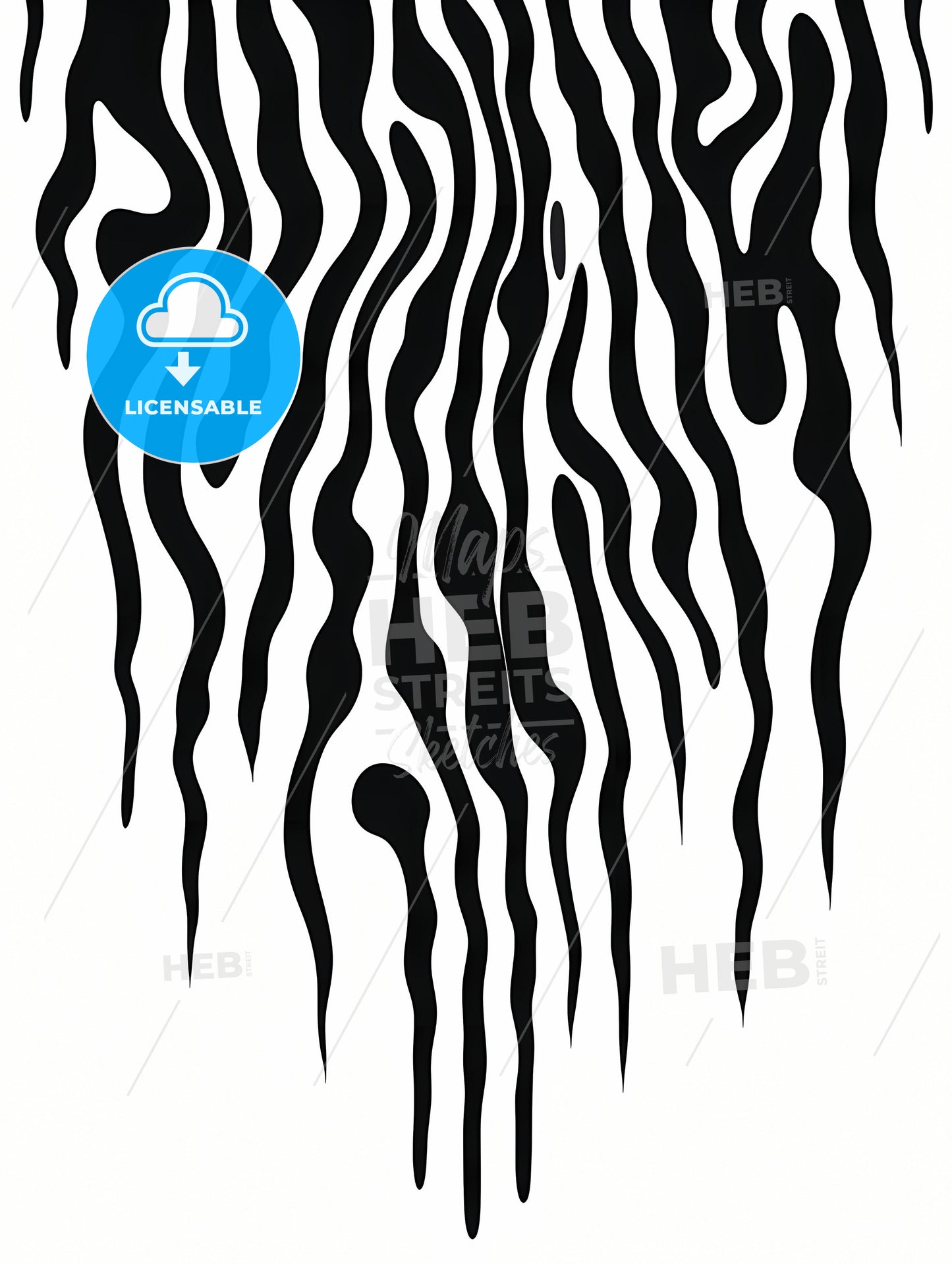 Linocut Line Art Of A Zebras Stripes, A Black And White Pattern