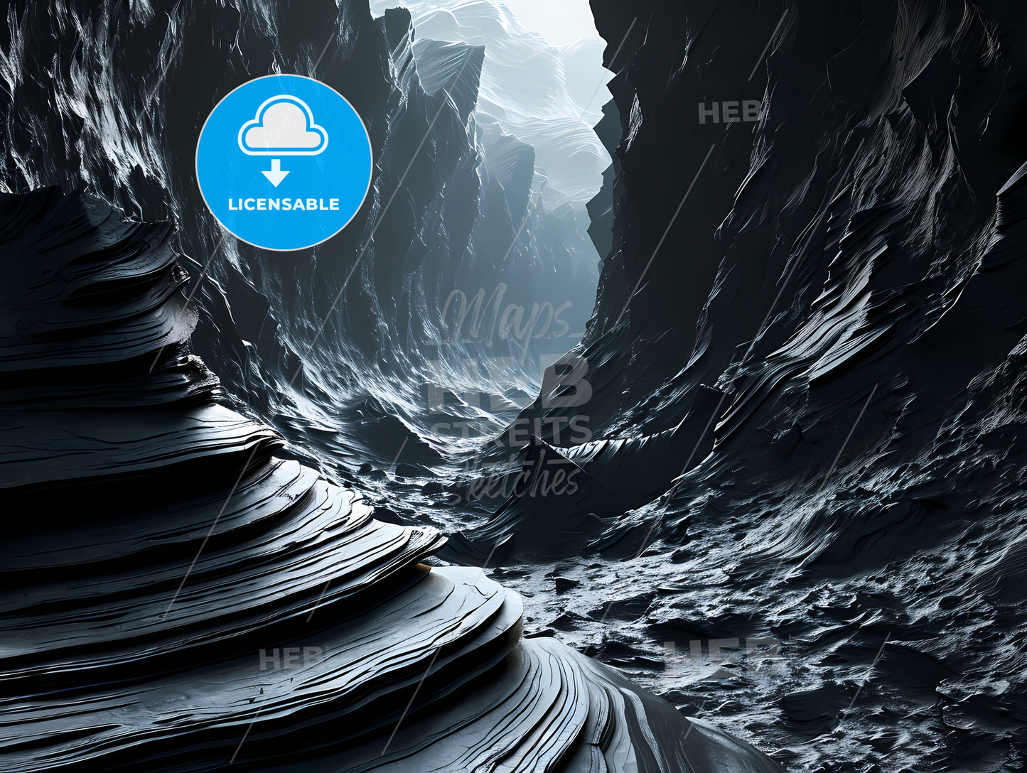 An Abstract Black And White Graphic Design, A Rocky Mountains With A Hole In The Middle