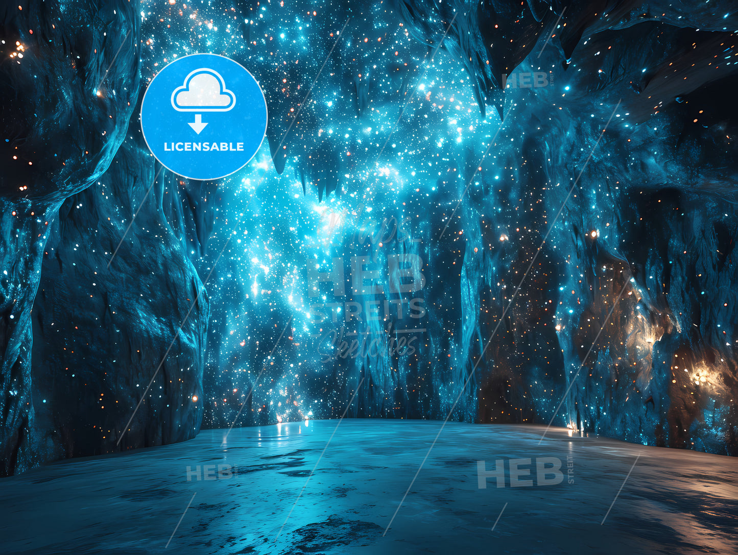 Universal Minimalistic Blue Background, A Cave With Blue Lights