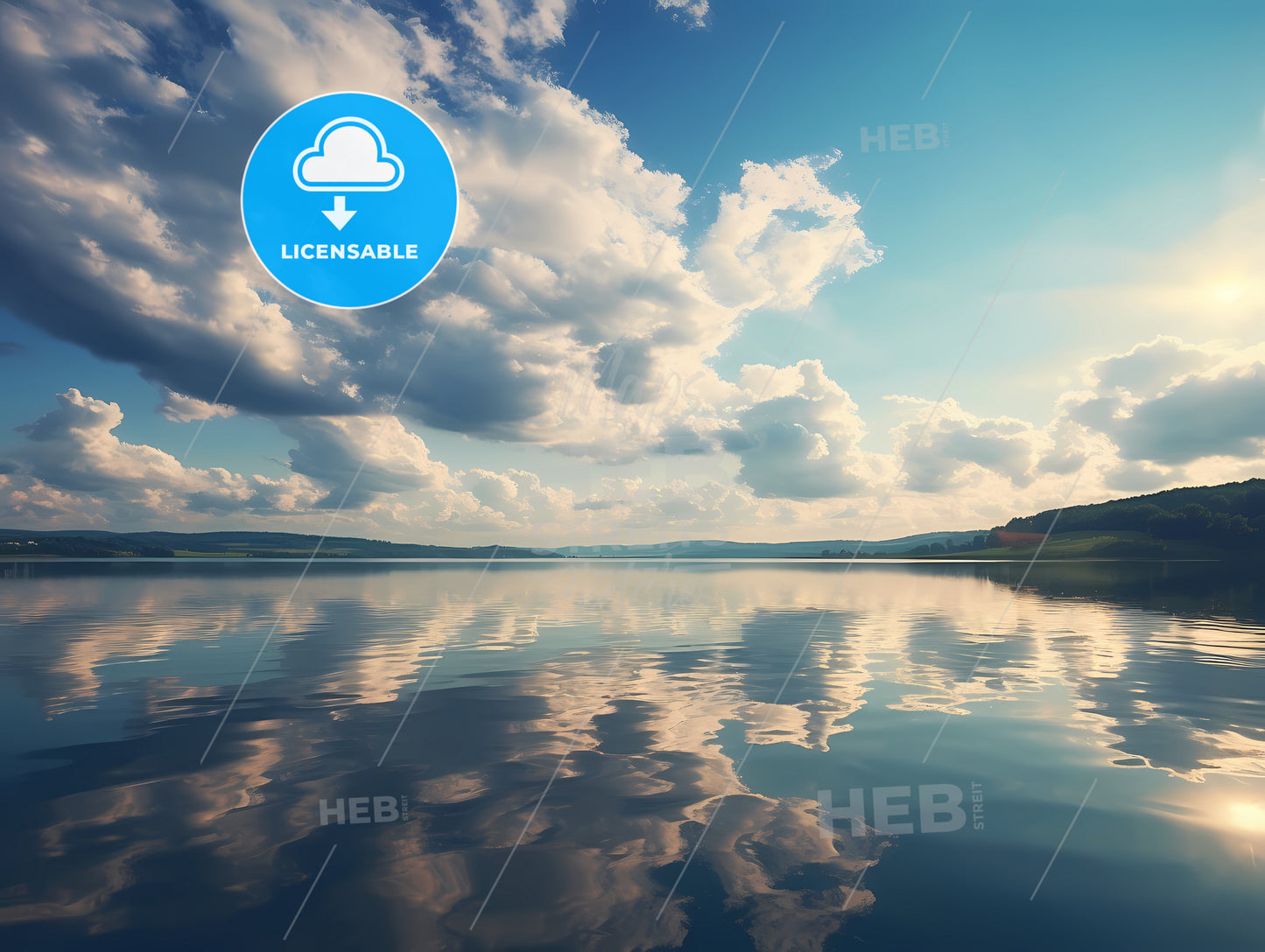 Flowing Clouds, A Body Of Water With Clouds And Blue Sky