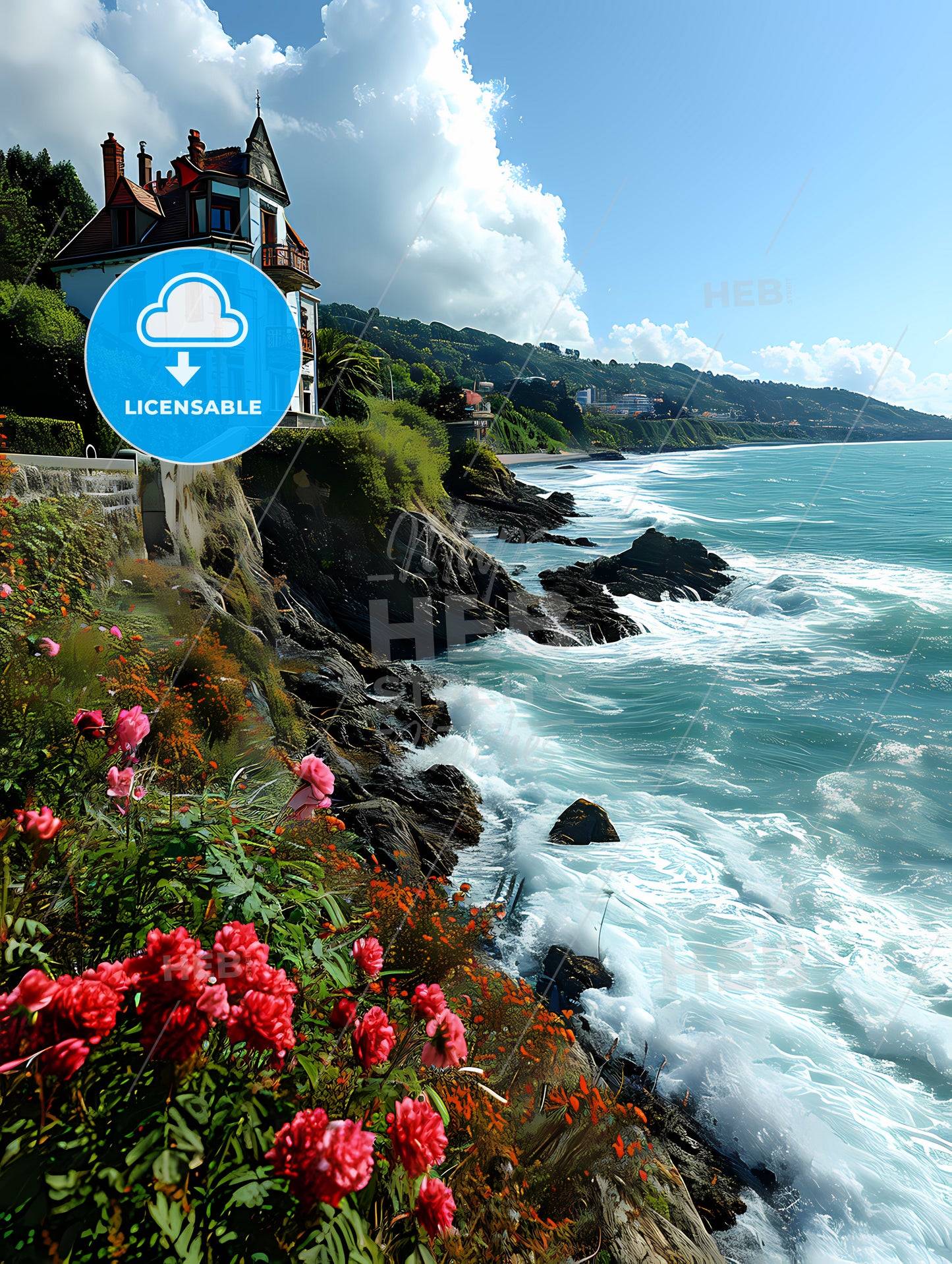 Wind, A House On A Cliff By The Ocean