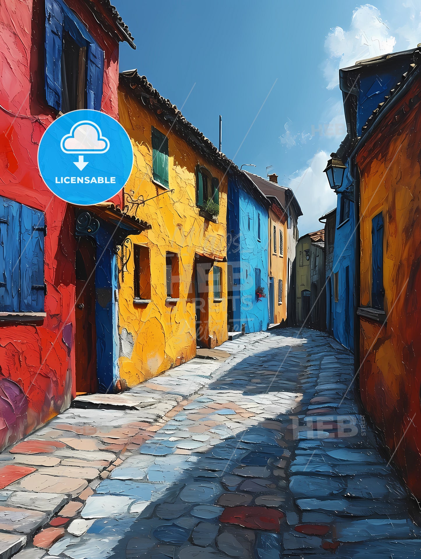 Languedoc France, A Colorful Alleyway With Buildings And A Street Light