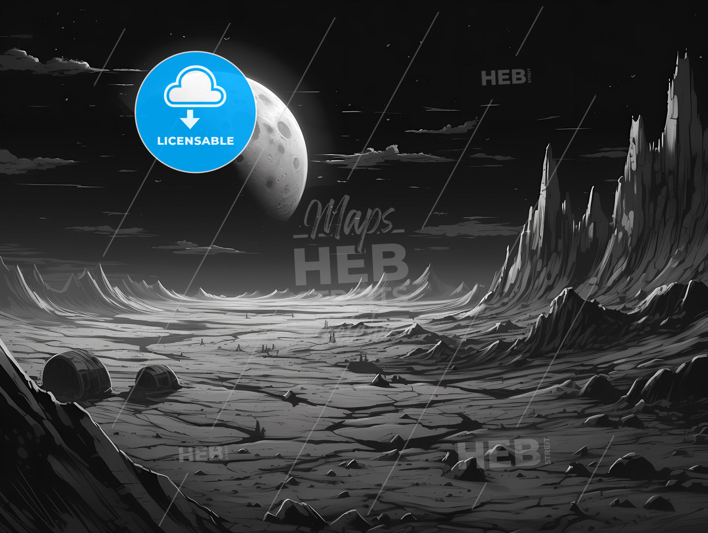 A Beautiful View Of The Earth, A Landscape With A Moon In The Sky