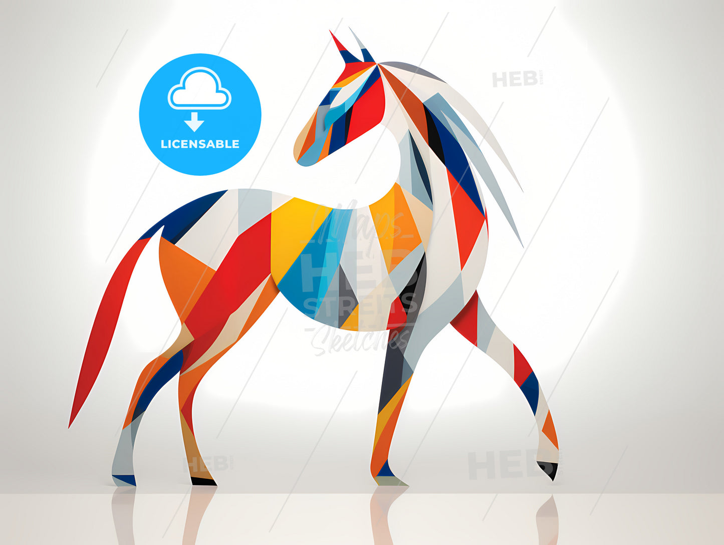 Minimalist Horse Line Art, A Colorful Horse With A White Background
