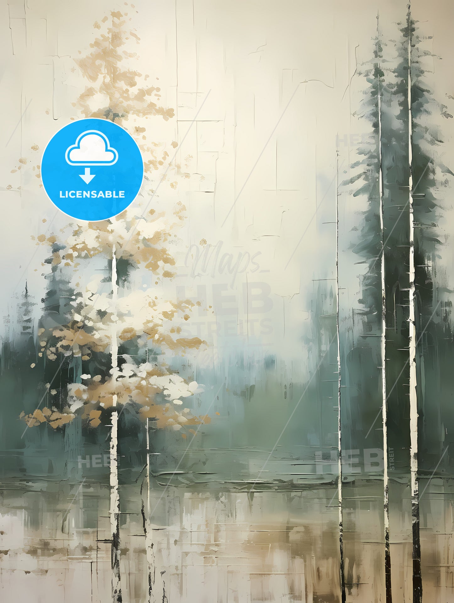 Painted Forest Of Trees In White, A Painting Of Trees In A Forest