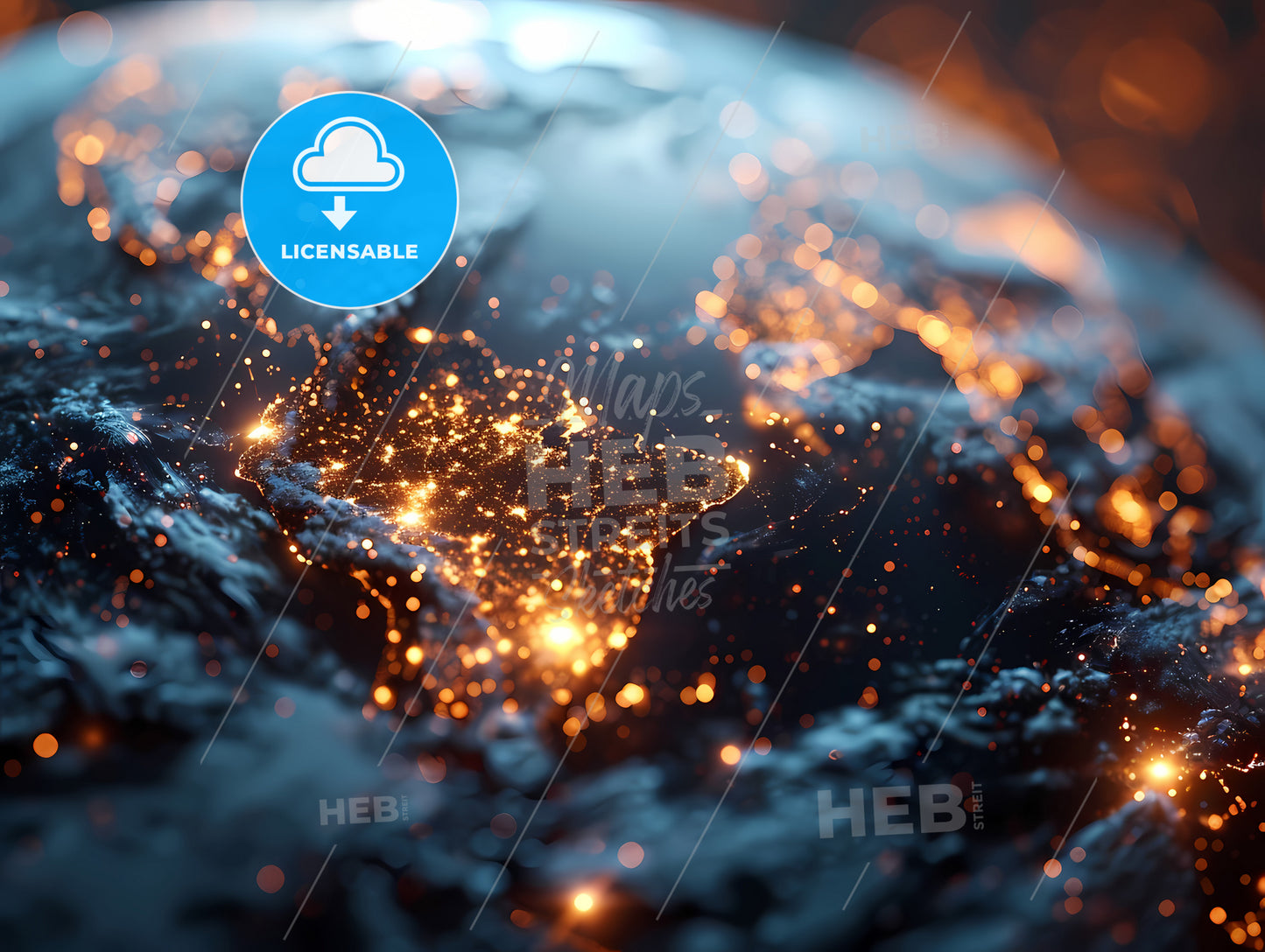 Planet Earth With Light Dots Arround, A Globe With Lights On It