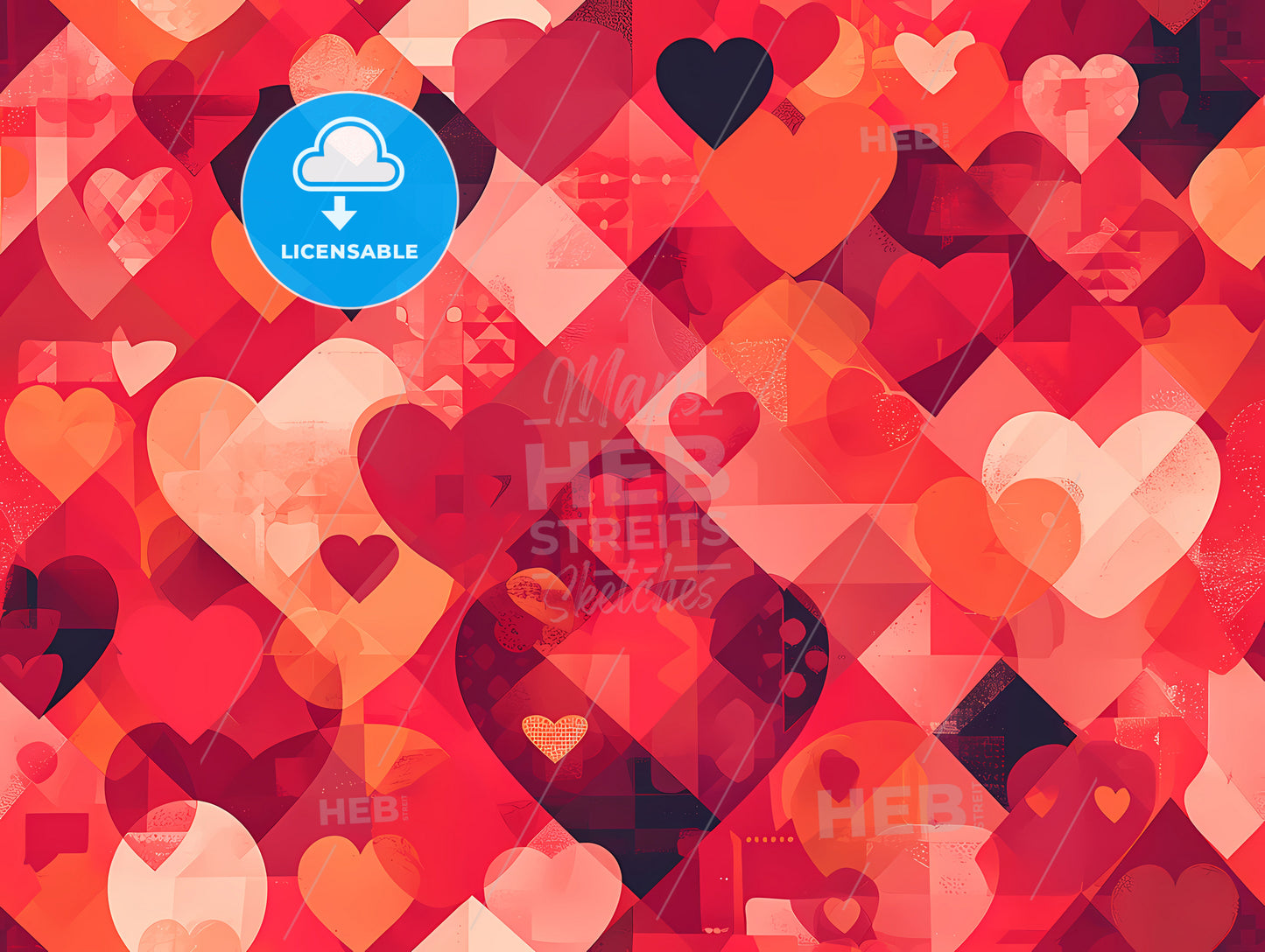 Valentine Day Party Invitation, A Red And Pink Heart Shapes