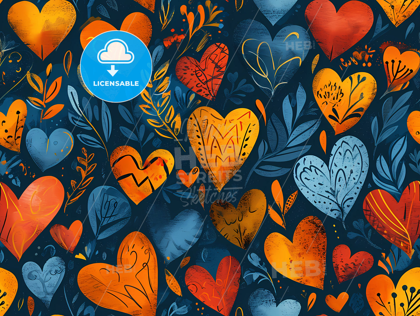 Valentine Day Party Invitation, A Pattern Of Colorful Hearts