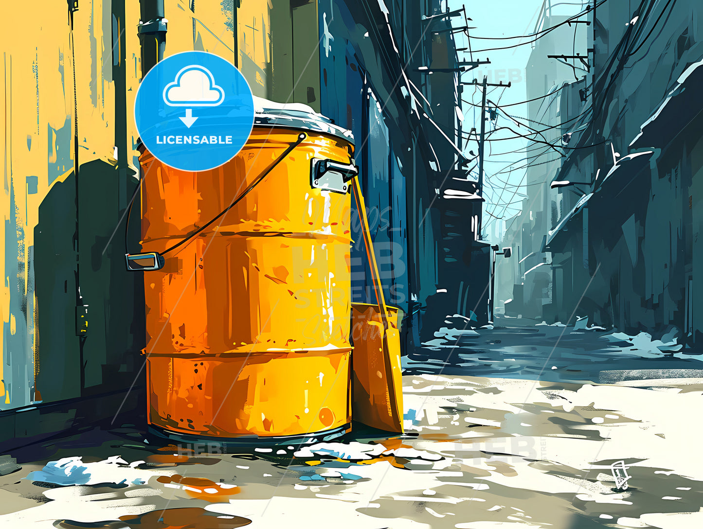 A Sketch Showing Designs Of Electric Cooker, A Yellow Barrel In A Street