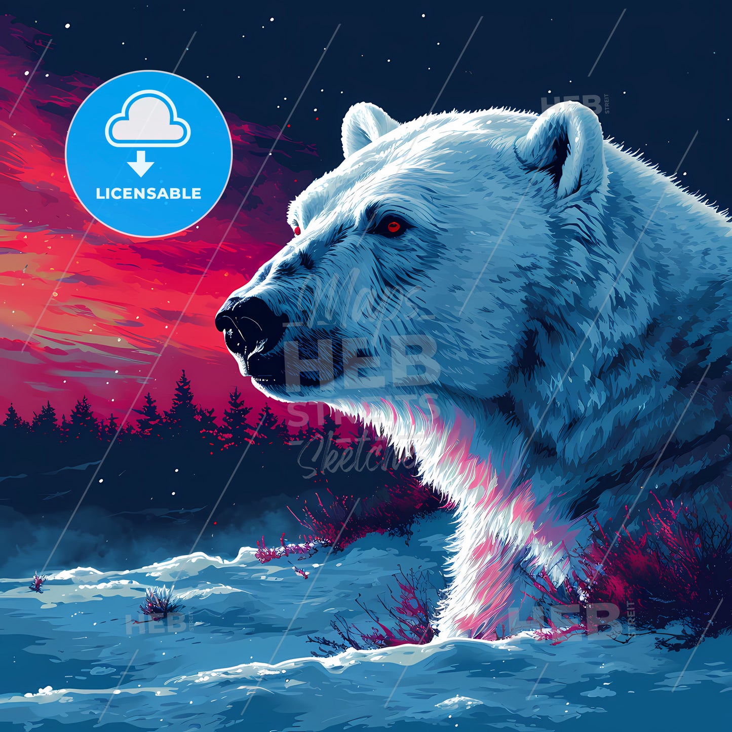Sport Logo Of A Roaming Polar Bear, A Polar Bear In The Snow