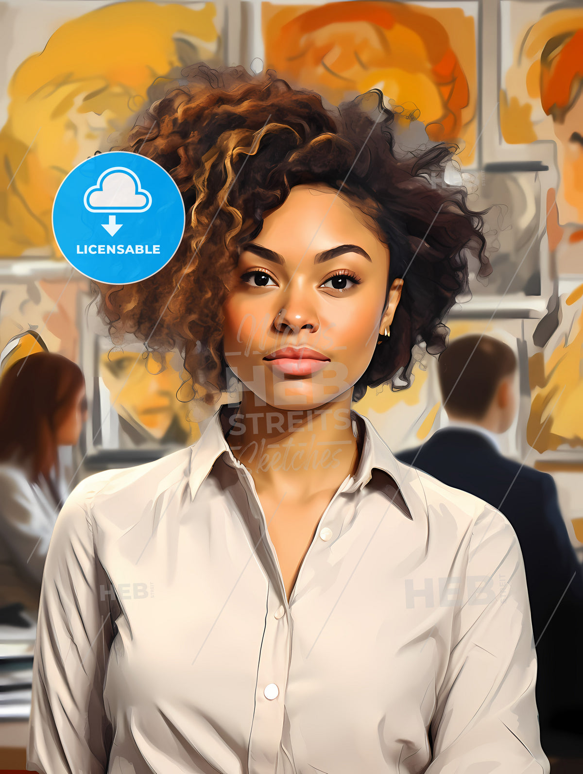 Portrait Of Smiling Young African American Woman, A Woman With Curly Hair