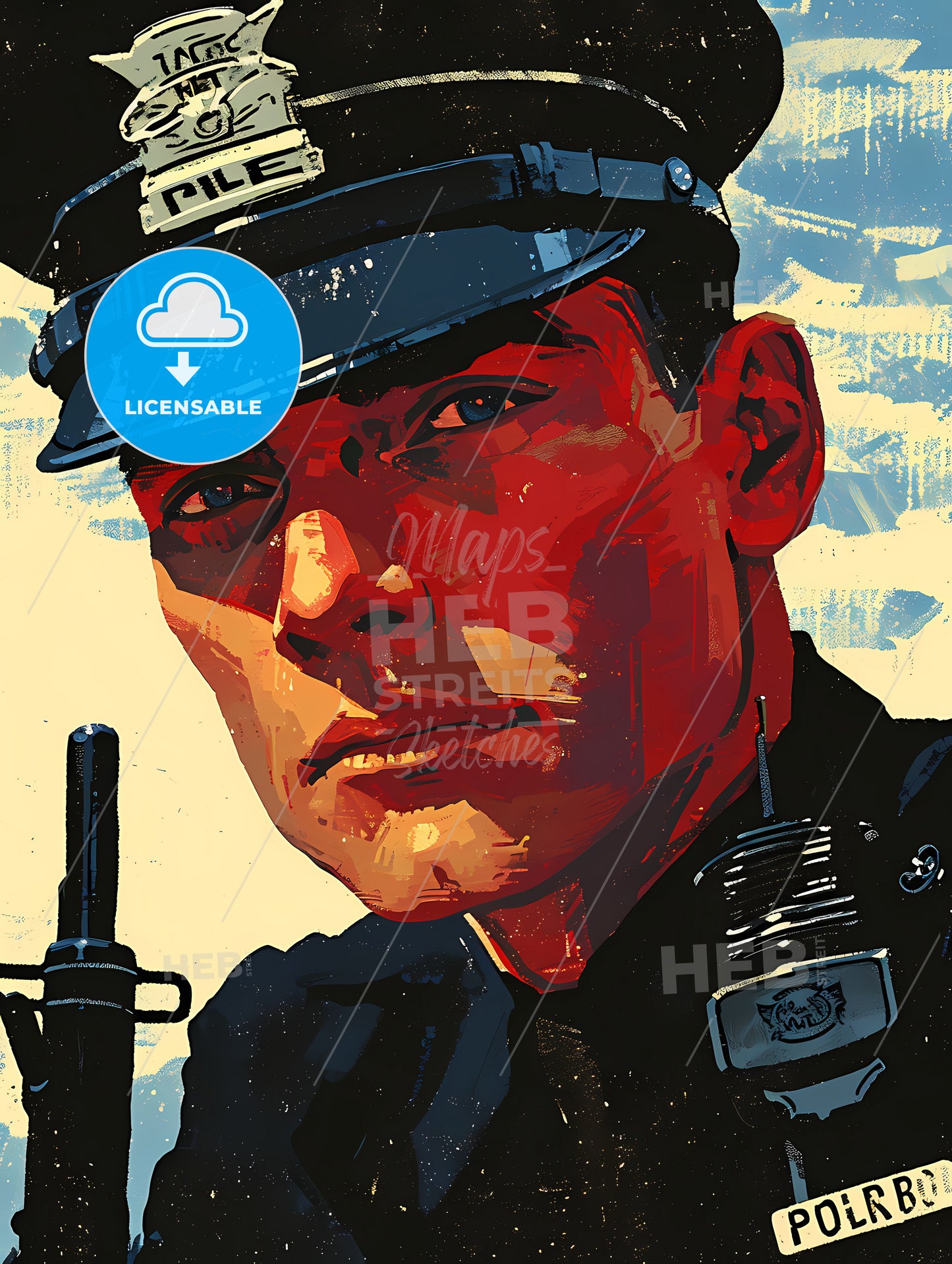 Print Style, Simple, Retro,Policeman, A Man In A Uniform