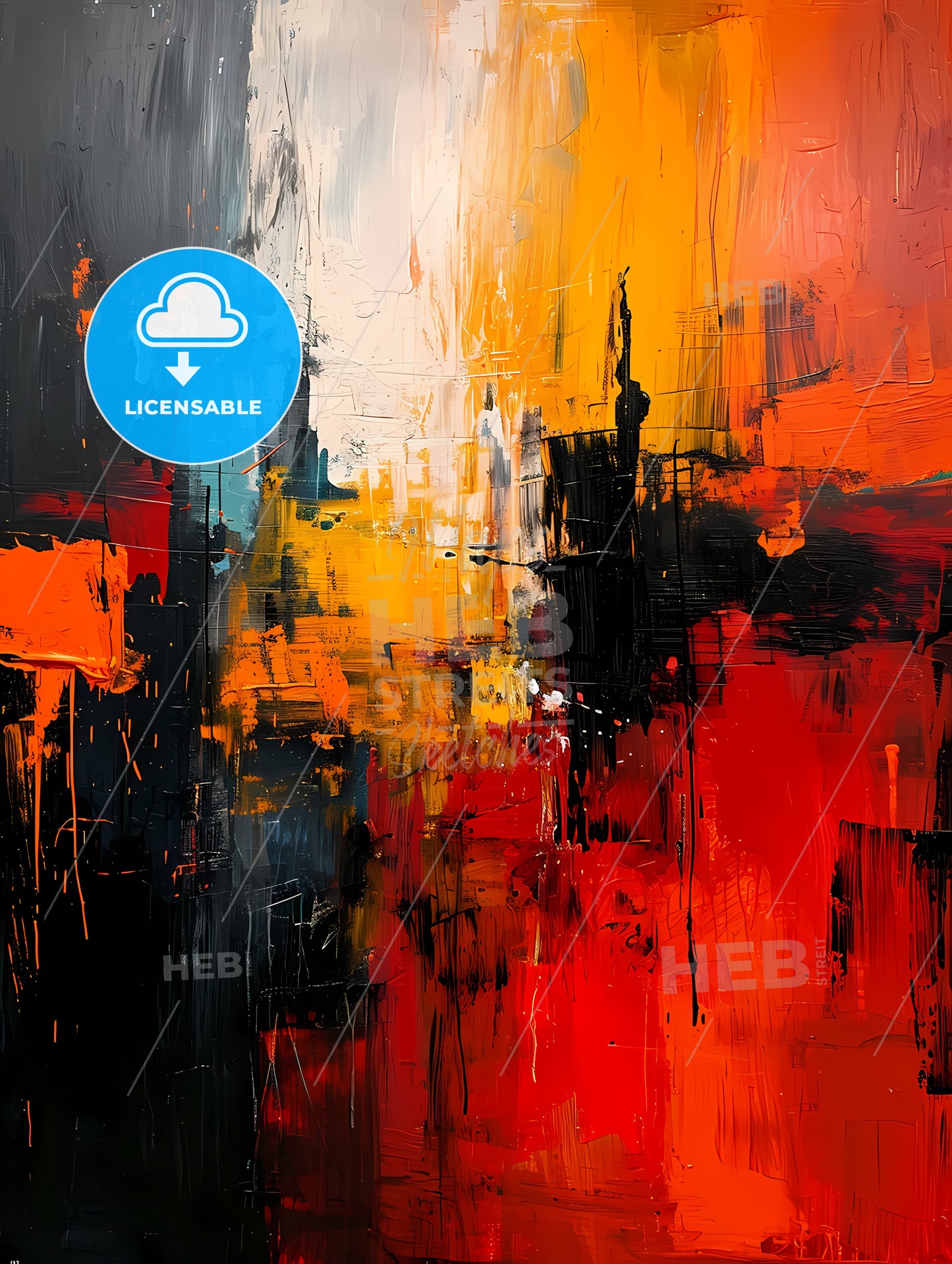 Abstract Hand-Made Print, A Painting Of A Colorful Wall