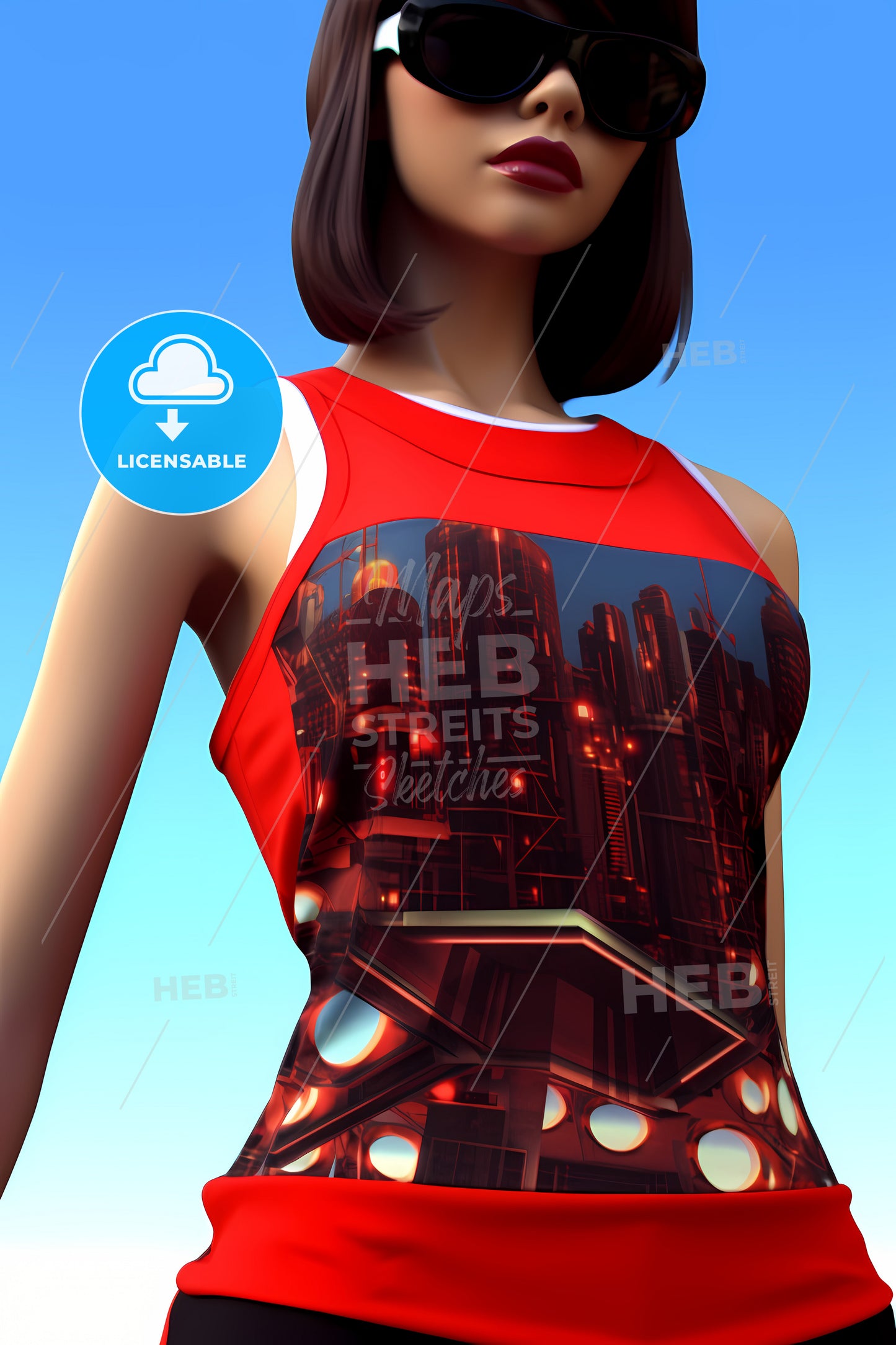 Worms Eye View, A Woman Wearing A Red Tank Top