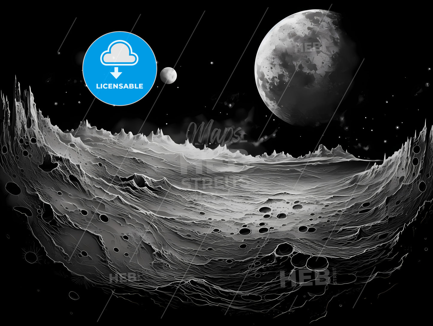 A Beautiful View Of The Earth, A Moon And Mountains In Space