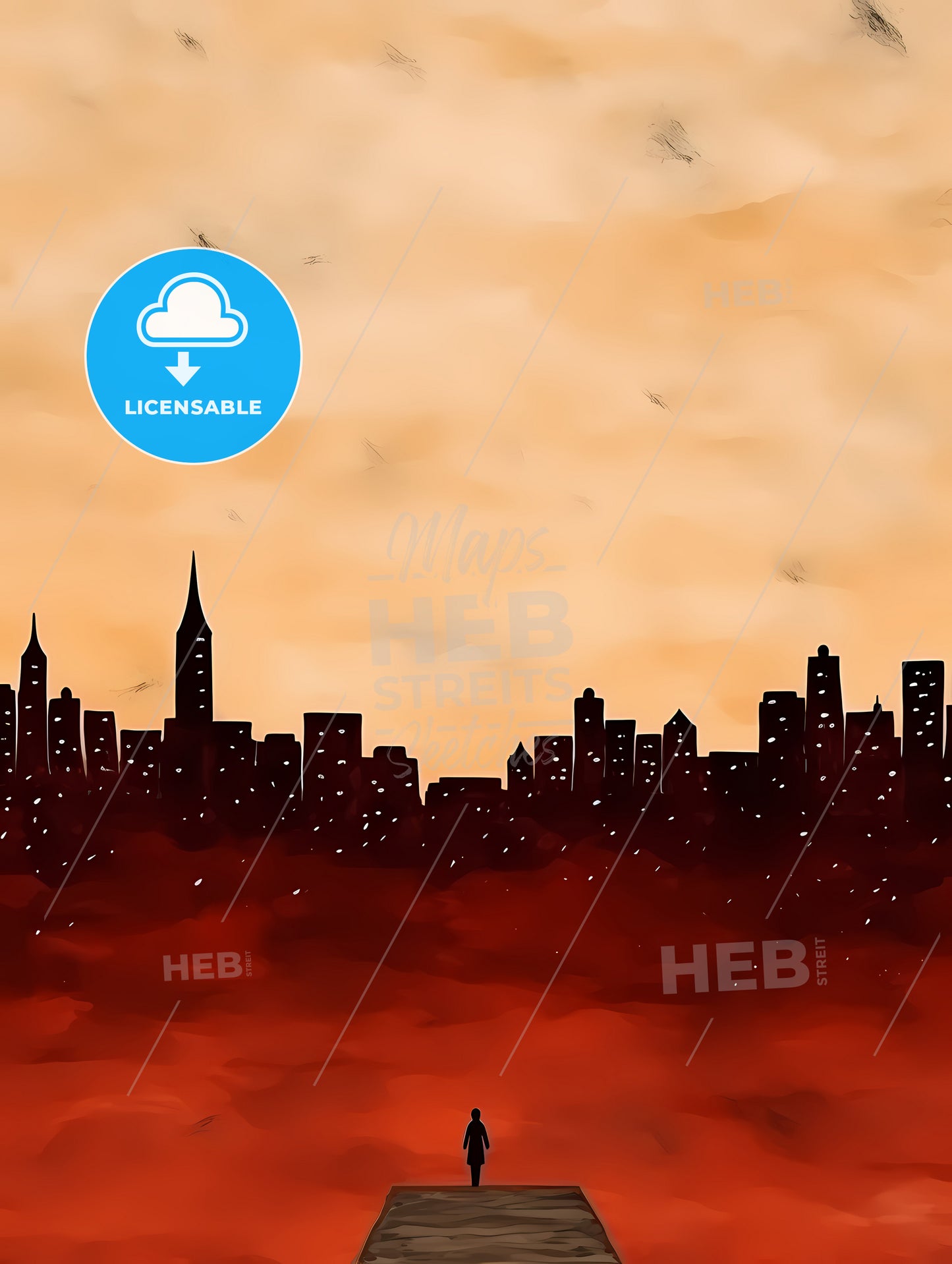 Minimal Christmas Background, A Silhouette Of A City