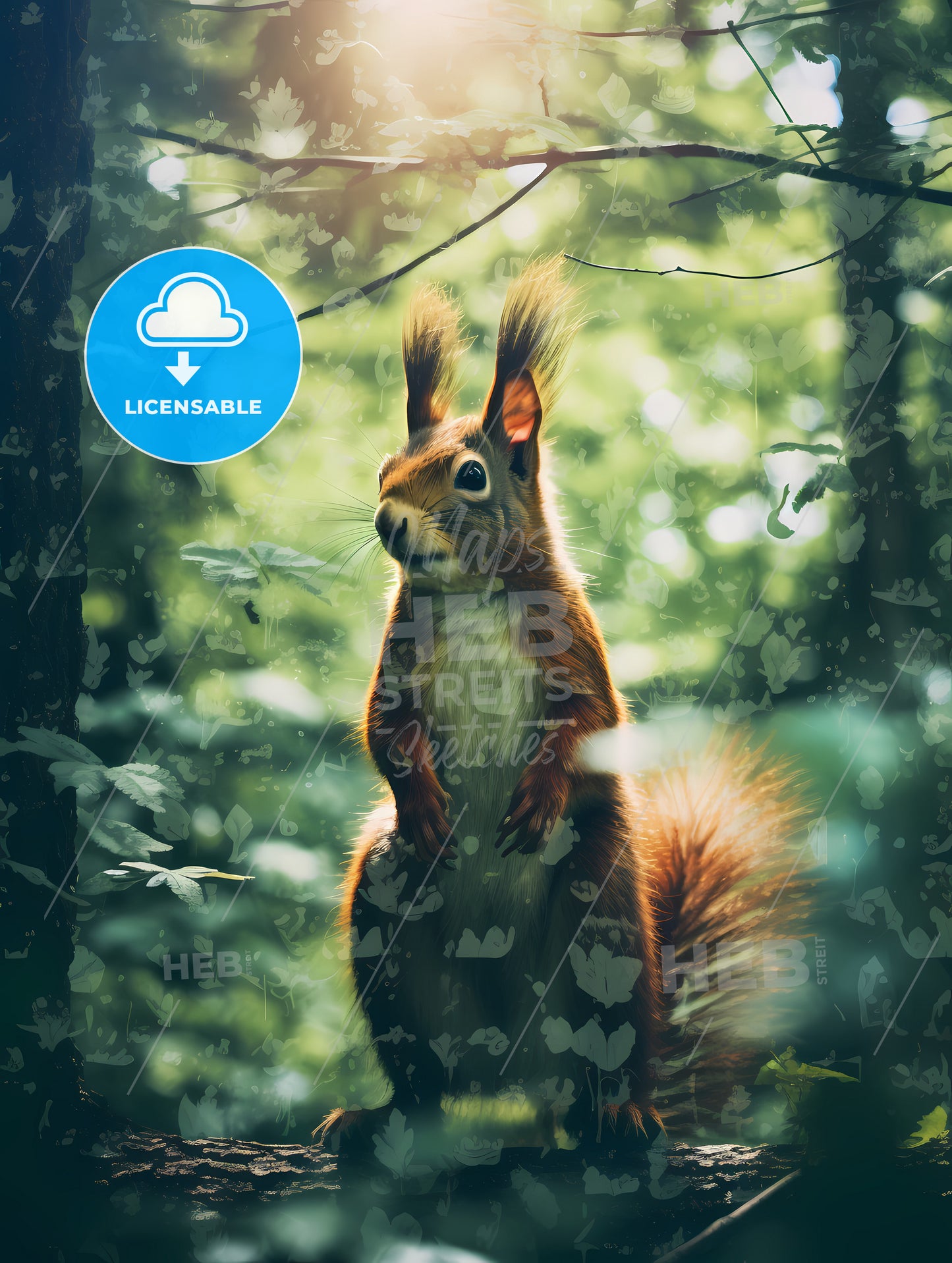 A Squirrel Scampers After Nuts, A Squirrel Standing On Its Hind Legs