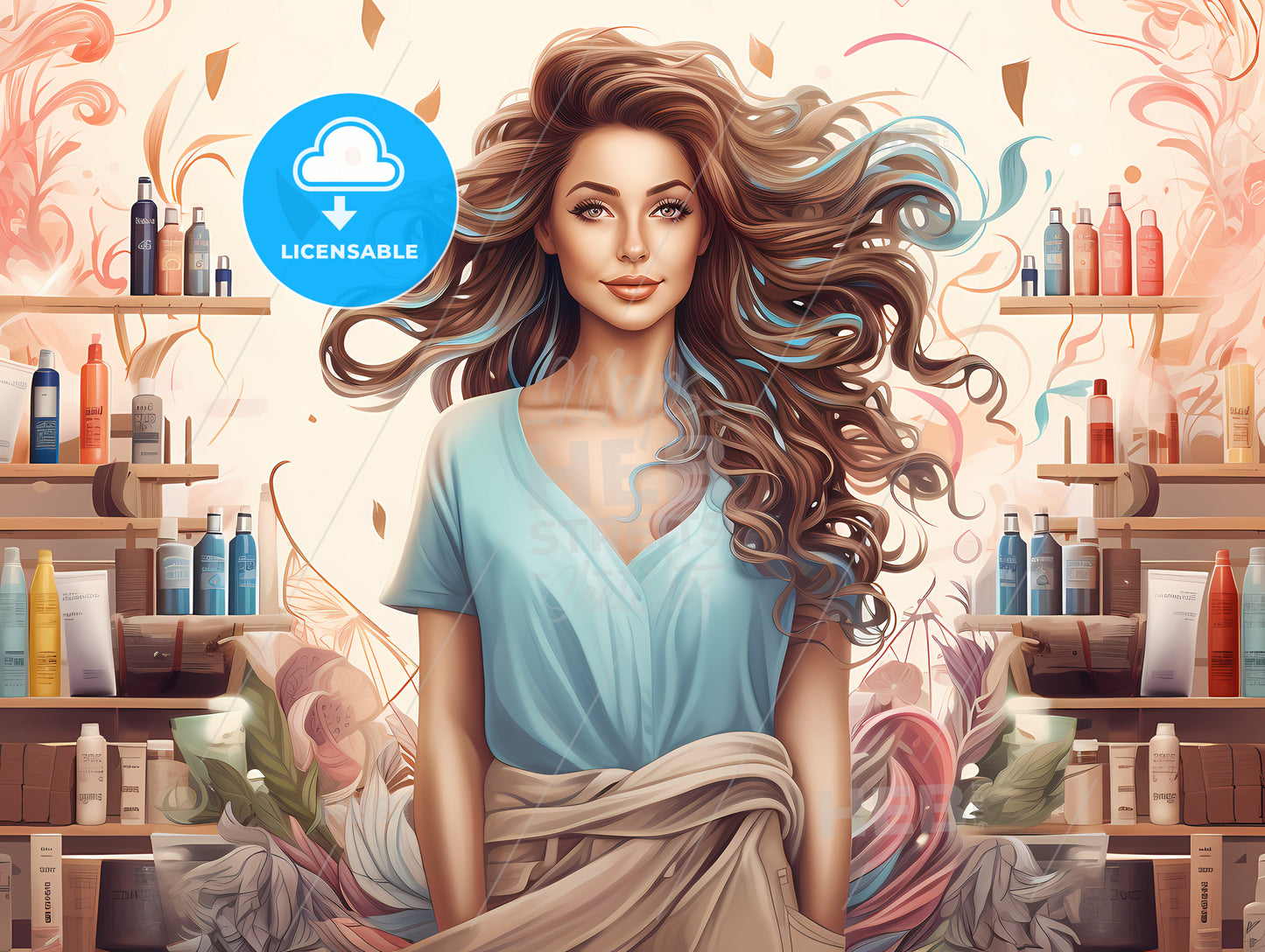 Custom Hair Stylist Image, A Woman With Long Brown Hair