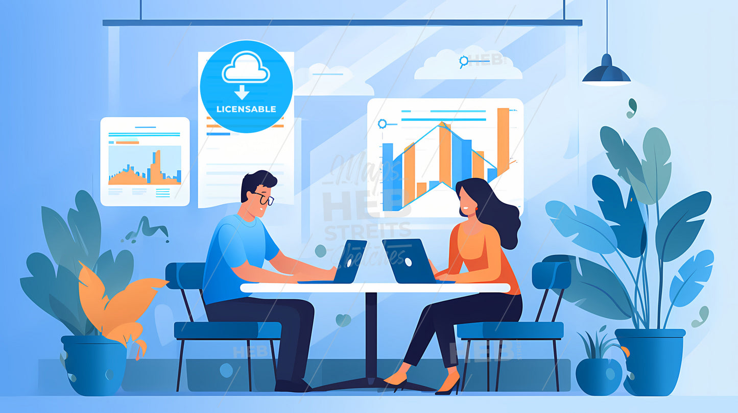 Optimizing Content, A Man And Woman Sitting At A Table With Laptops