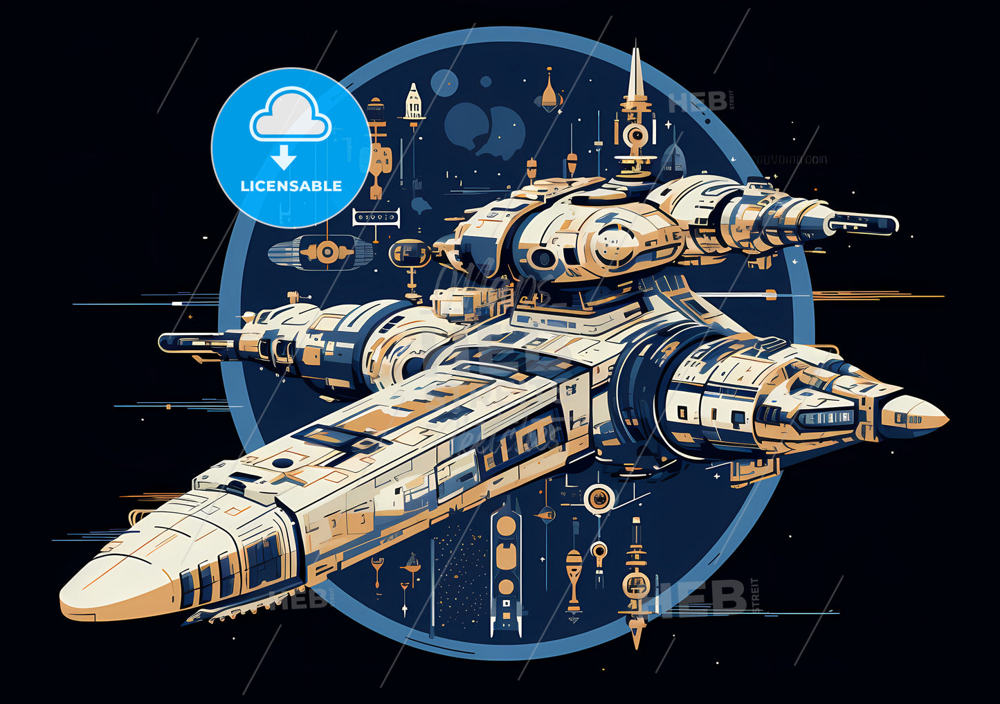 Sci-Fi Battlecruiser, A Space Ship In The Sky