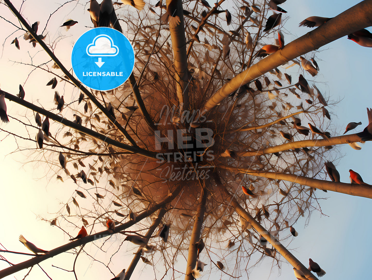 A Hundred Birds Are Singing, A Tree With Birds In It