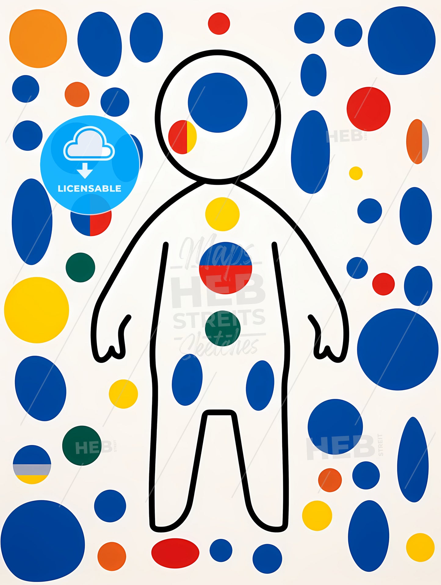 Minimalist Baby Art, A Drawing Of A Person With Different Colored Circles