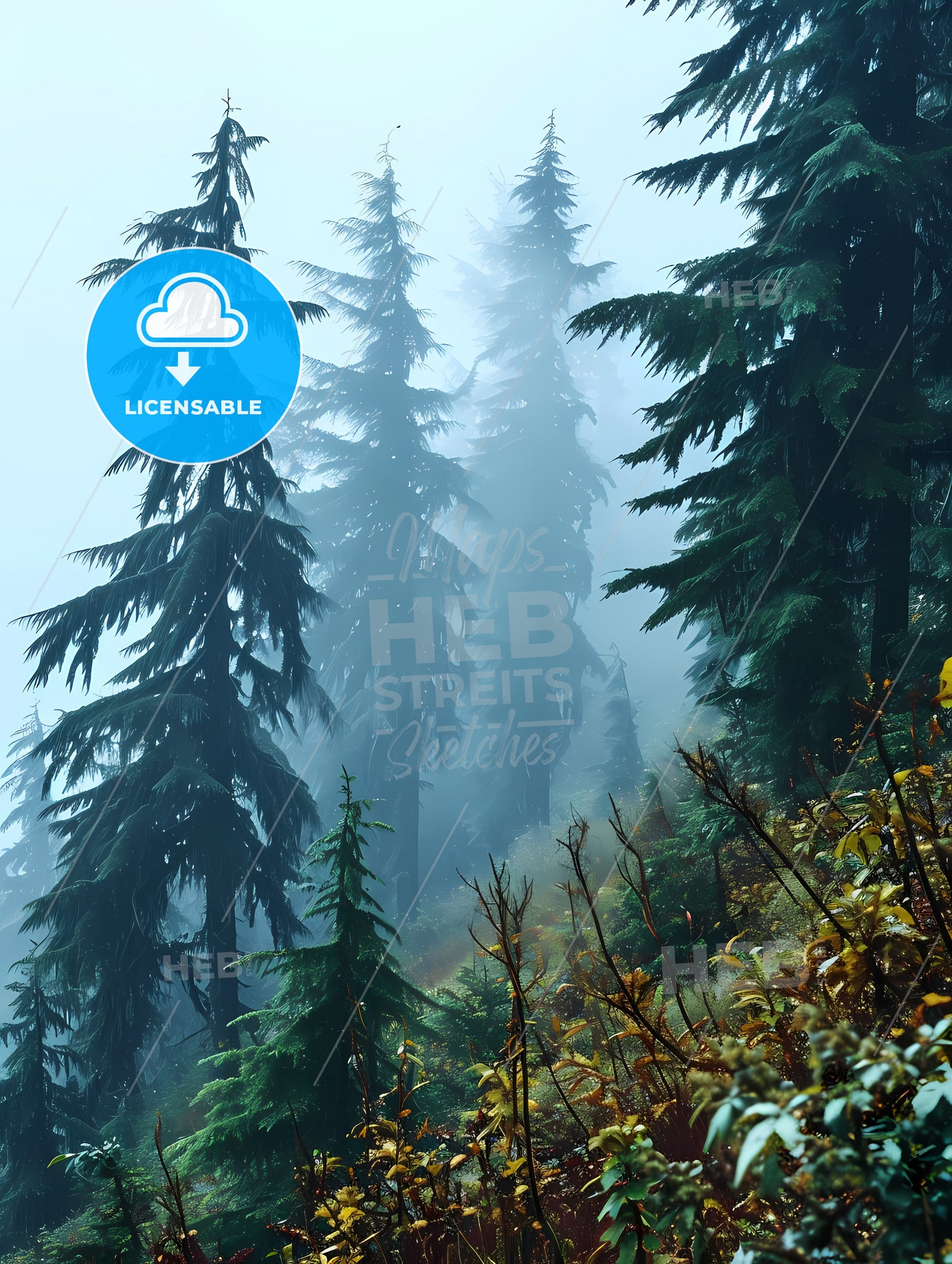 Tree Mountain Forest Near Mist, A Foggy Forest With Trees