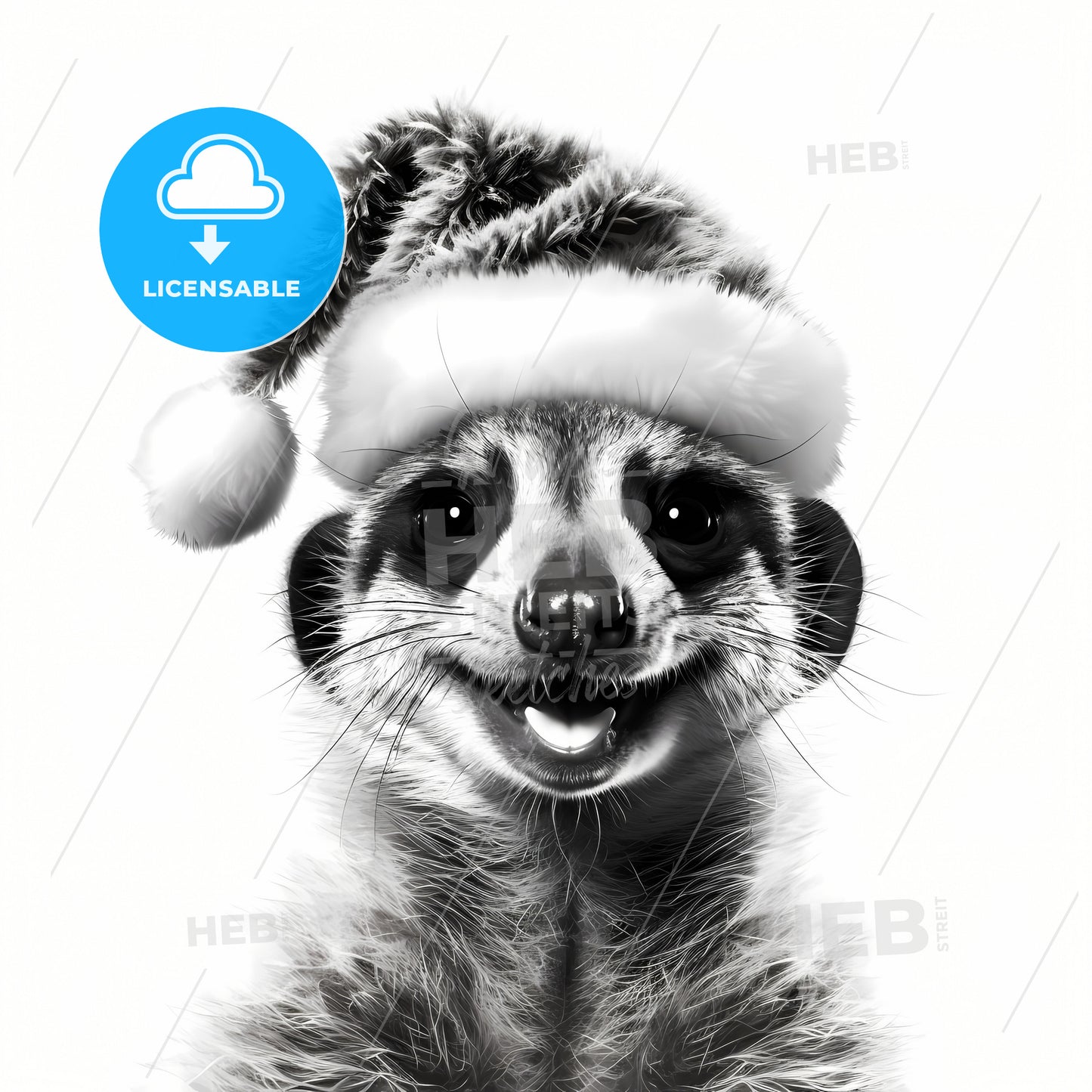 A Meerkat With A Christmas Hat, A Meerkat Wearing A Santa Hat
