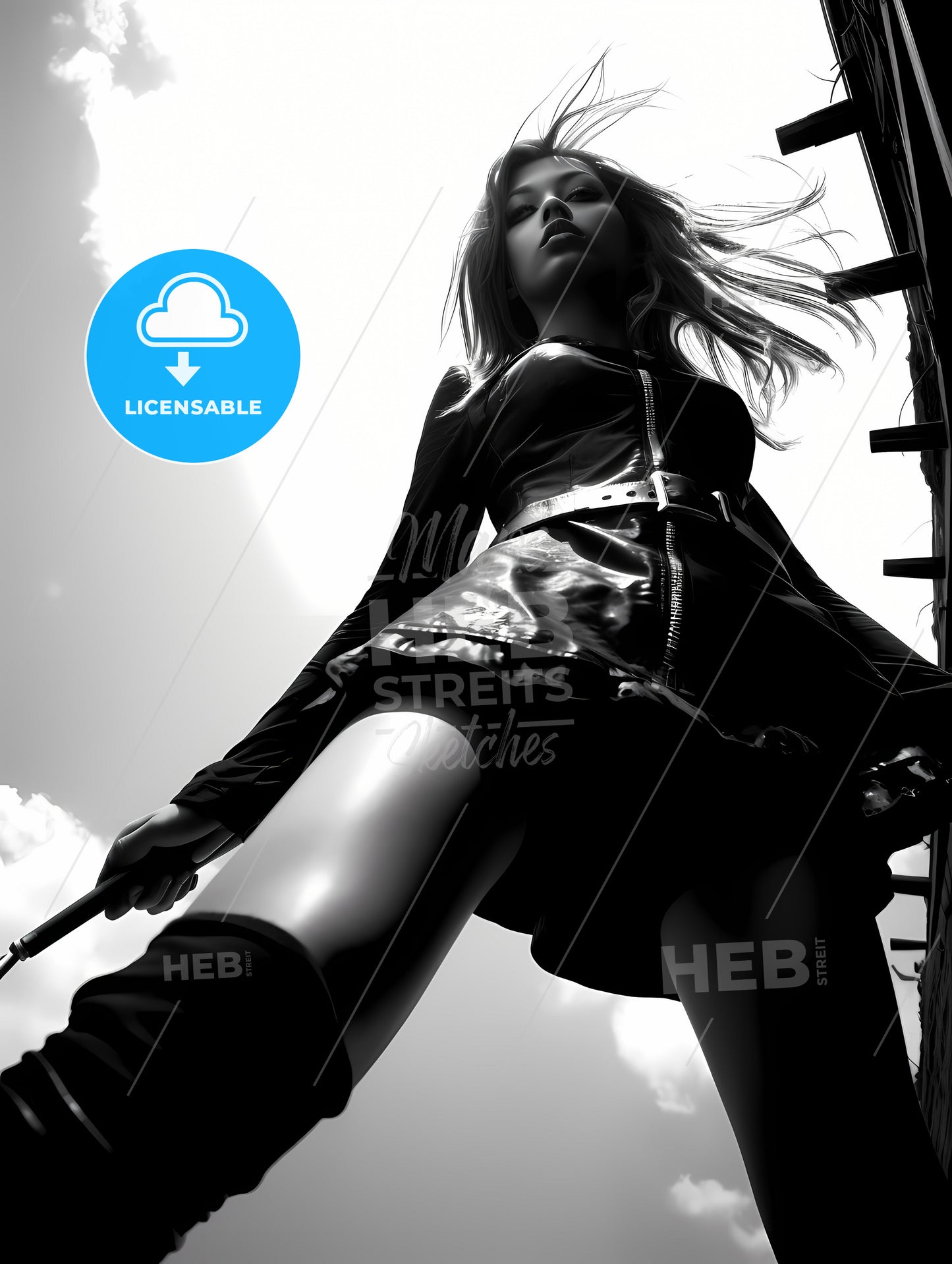 Girl Model Shooting Low Angle Shot, A Woman Posing For A Picture