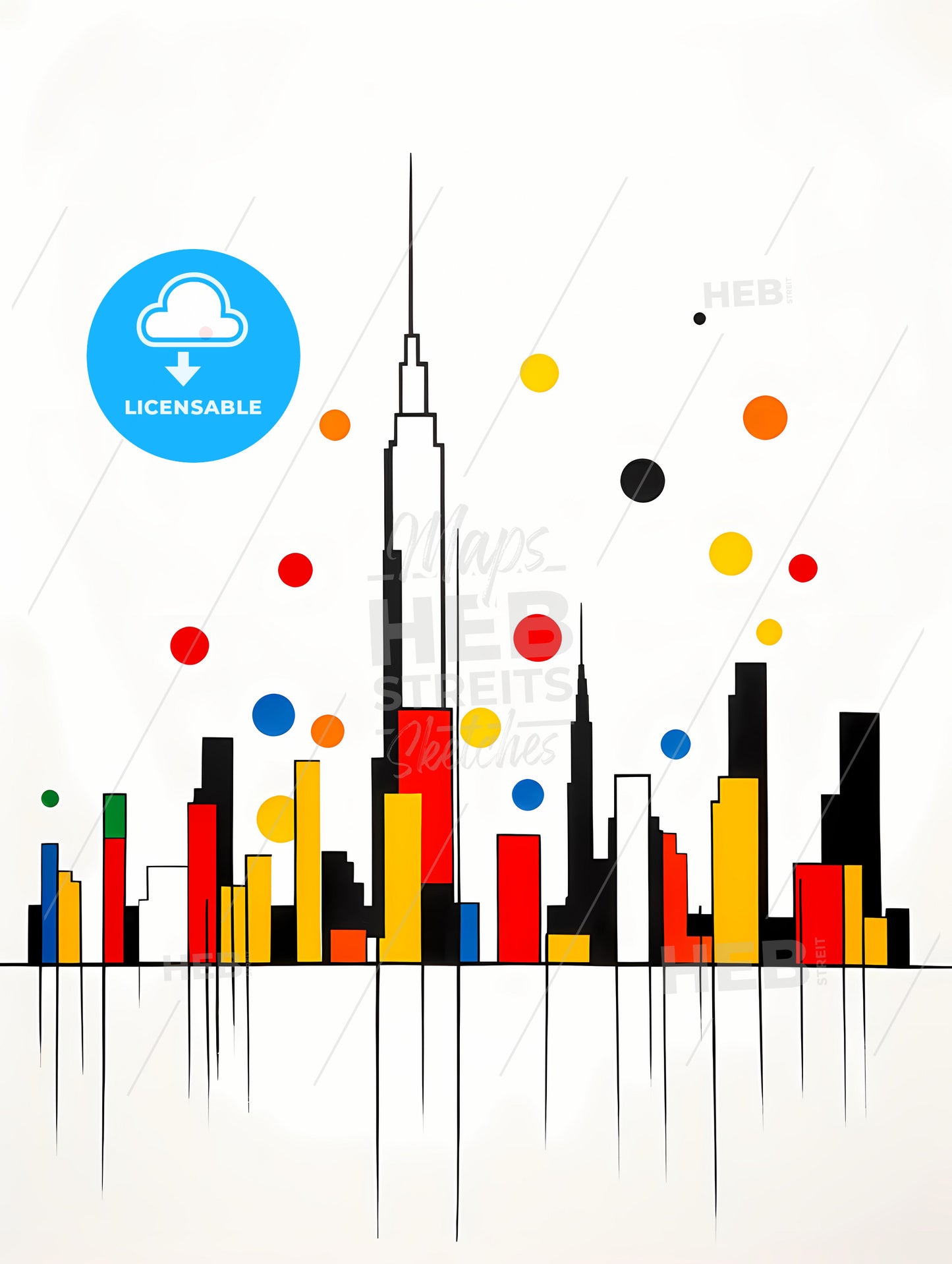 Minimalist New York City Skyline, A Drawing Of A City Skyline