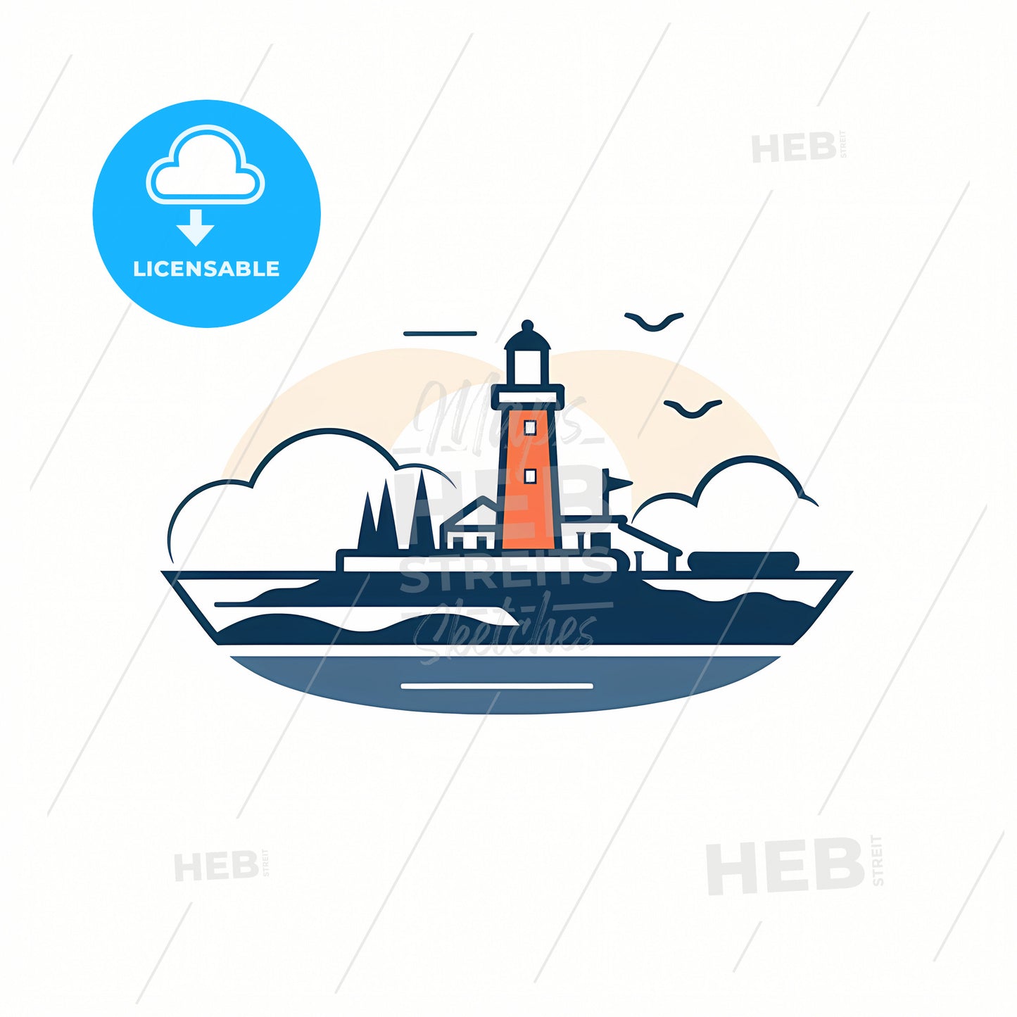 A Sea View, A Lighthouse On A Boat