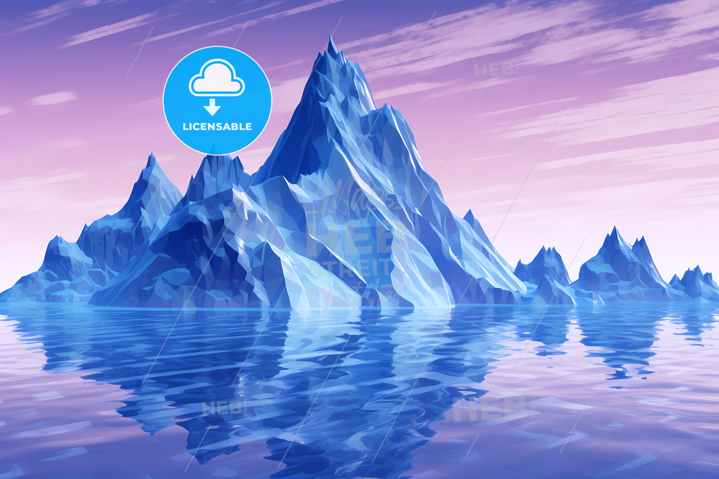 An Image Of A Mountain On An Ocean, A Mountain In The Water