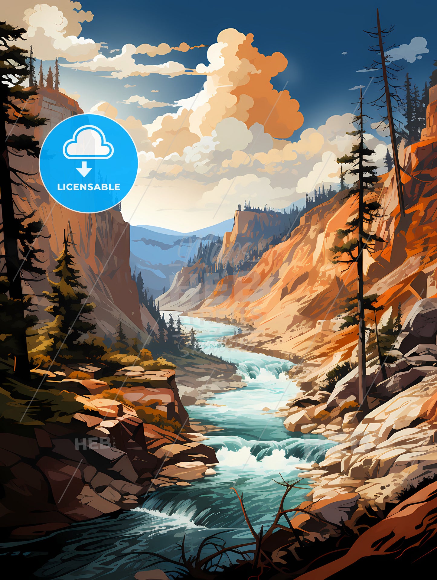 Yellowstone National Park, A River Running Through A Canyon