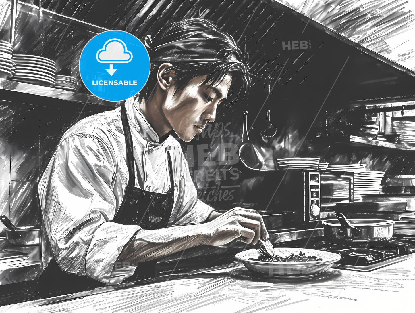 A Busy Chef, A Man In A Kitchen