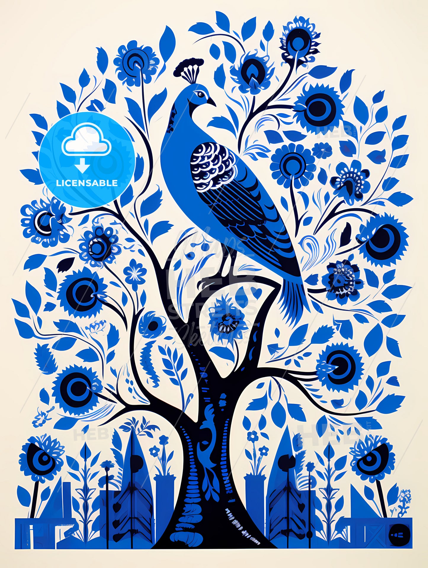 Electric Blue Israel, A Blue Bird On A Tree