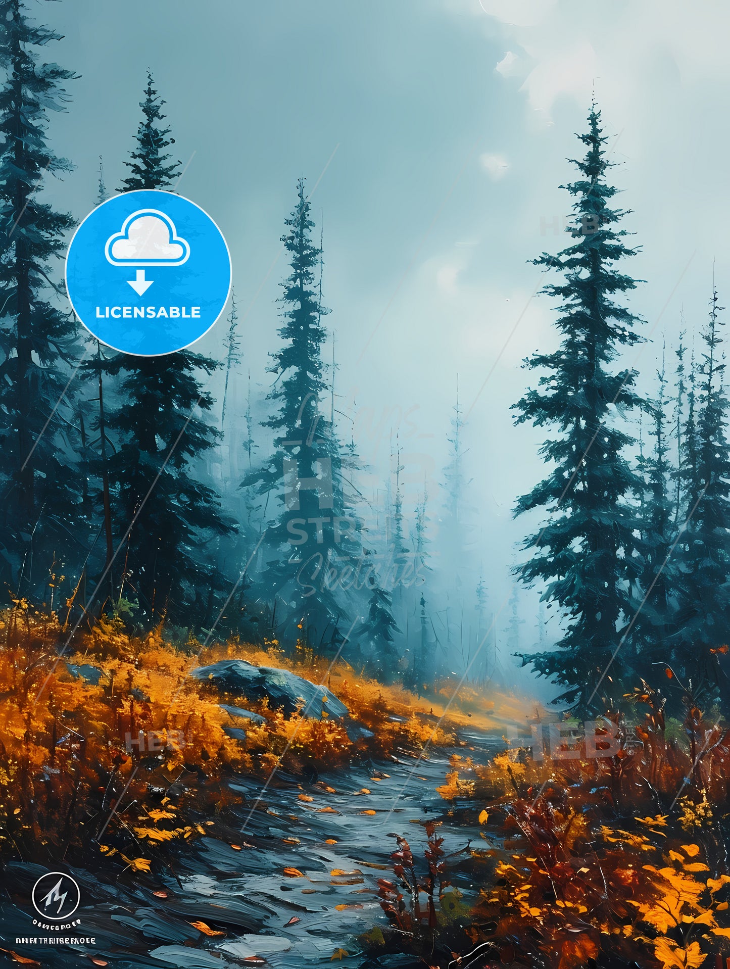 Tree Mountain Forest Near Mist, A Trail Through A Forest