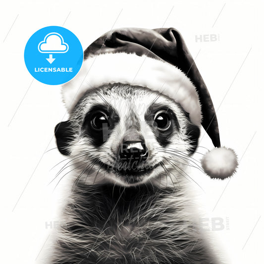 A Meerkat With A Christmas Hat, A Animal Wearing A Santa Hat