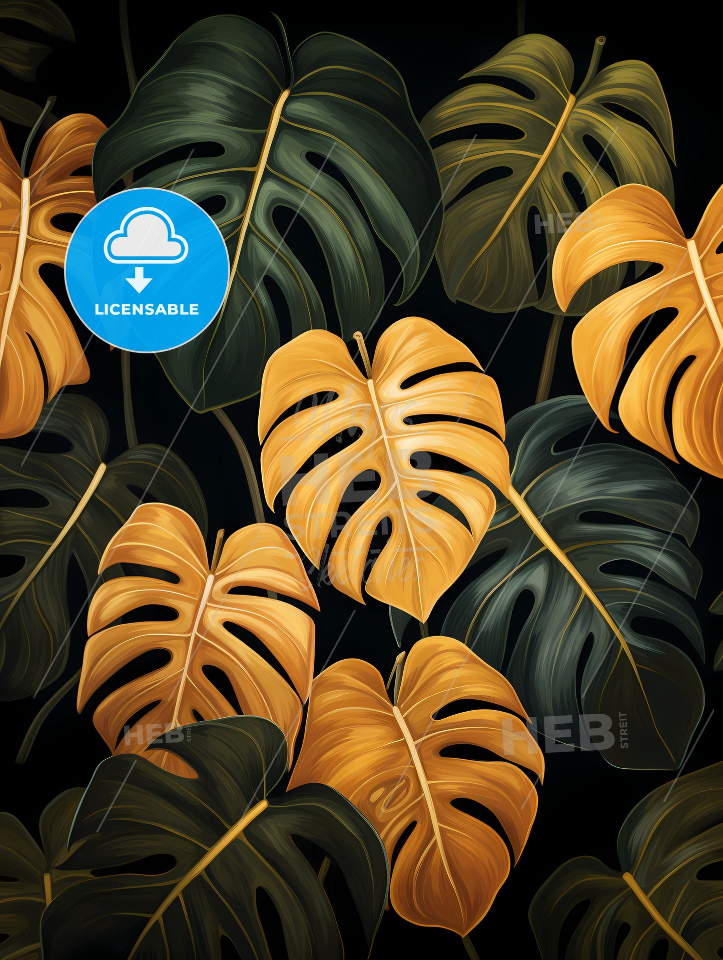 Monochrome Monstera Tropical Leaves, A Close Up Of A Leaf