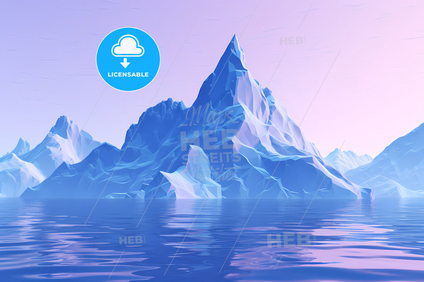 An Image Of A Mountain On An Ocean, A Mountain In The Water
