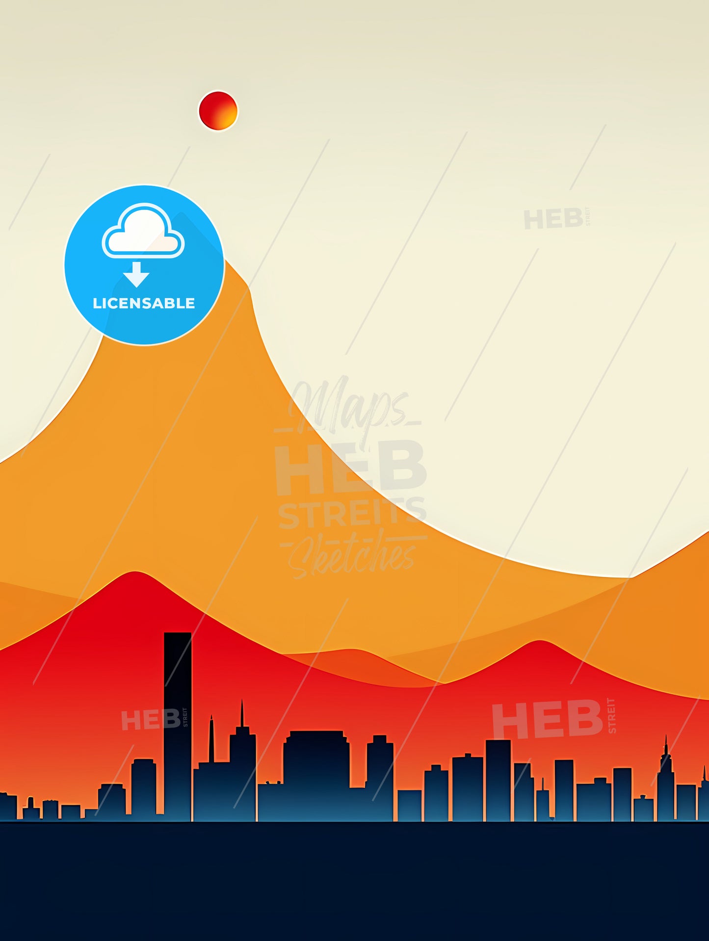 Minimalist Cape Town Skyline, A City In The Mountains